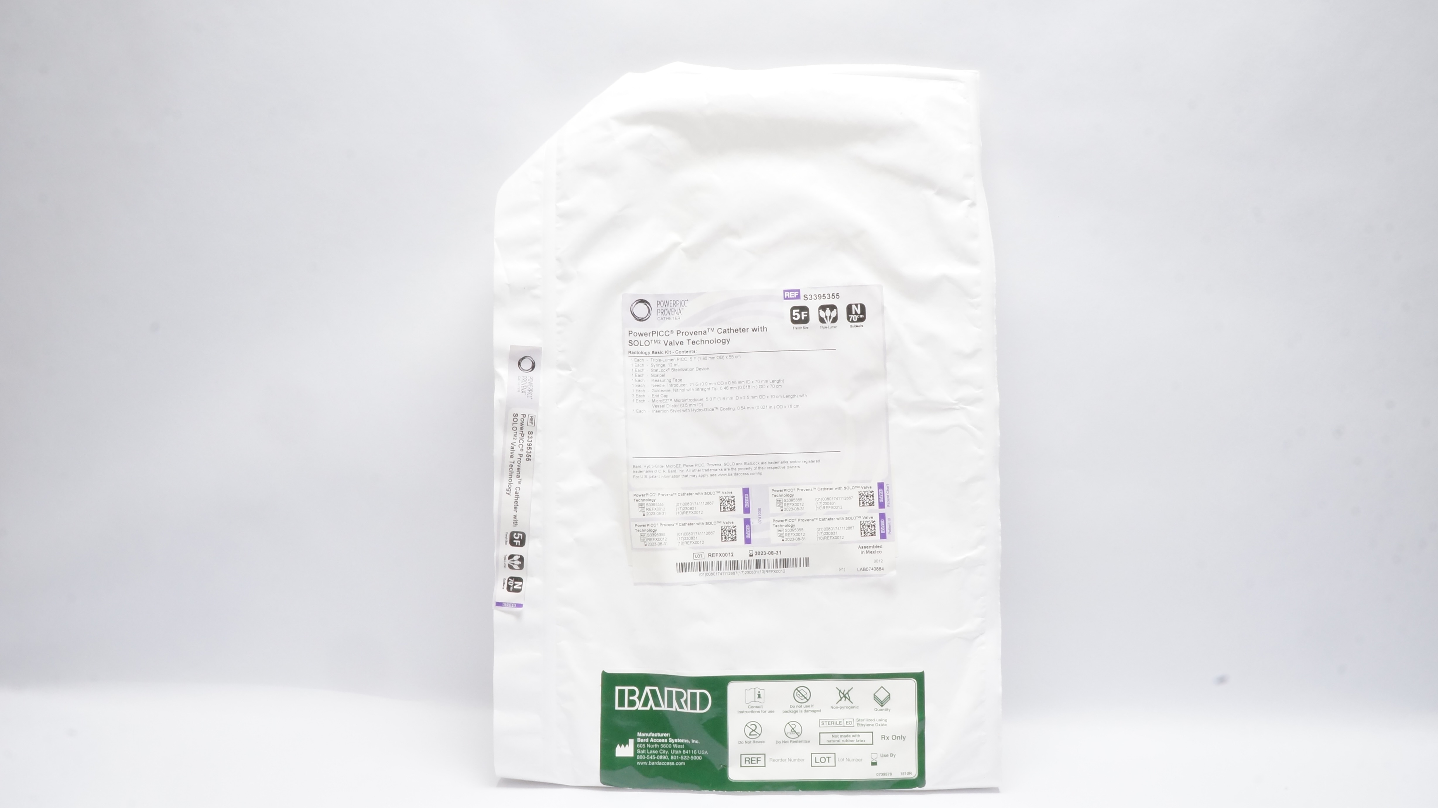 Bard S3395355 PowerPicc Provena Cath. w/SOLO Valve Technology 5F x 70cm (x)