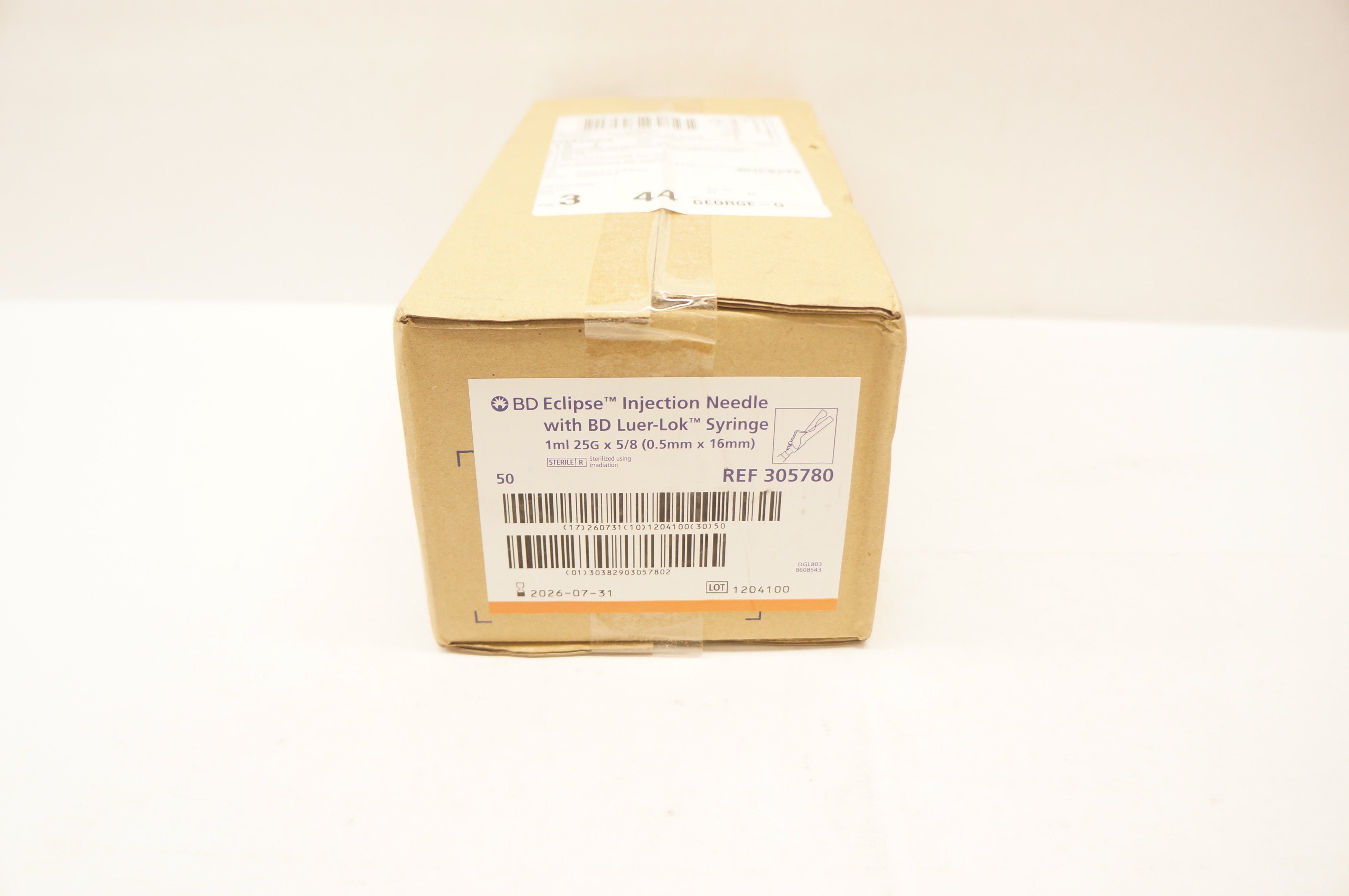 BD 305780 Eclipse Injection Ndle W/BD Luer-Lok Syringe 1ml, 25G x 5/8 -Box of 50