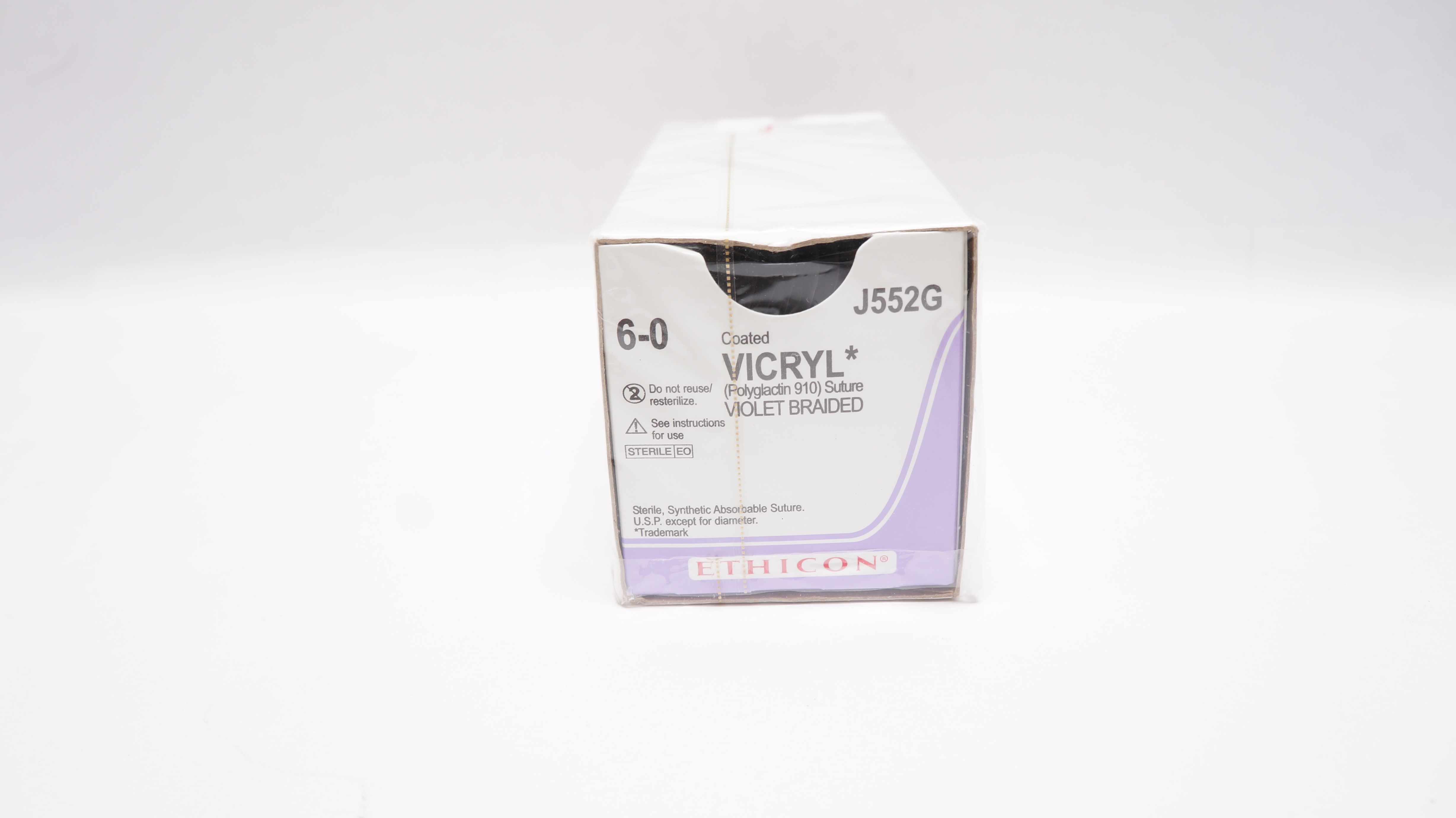 Ethicon J552G 6-0 Coated Vicryl Polyglactin 910,Stre,Violet Braided-Box of 12(x)
