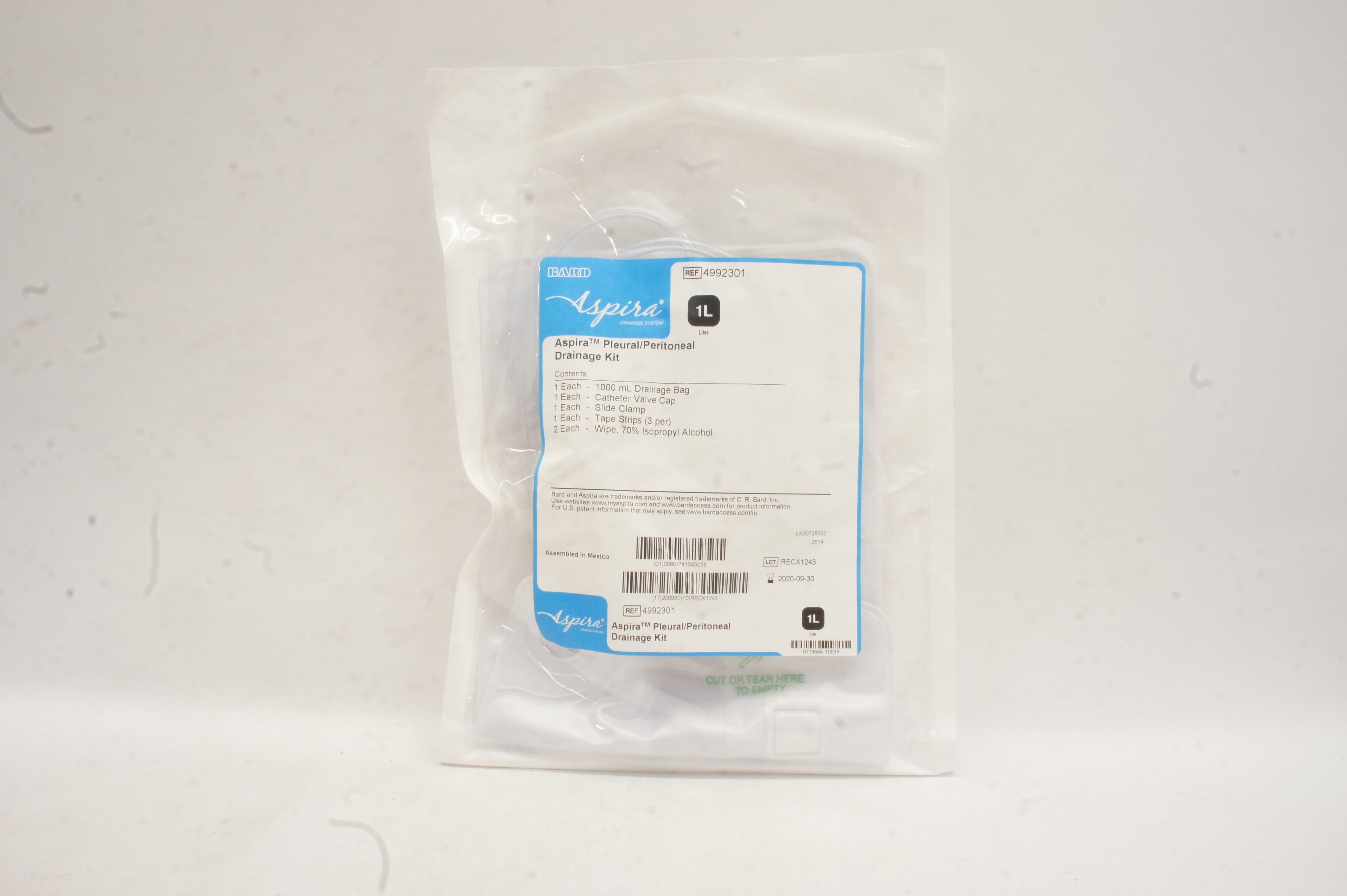 Bard 4992301 Aspira Pleural/Peritoneal Drainage Kit 1L (x)