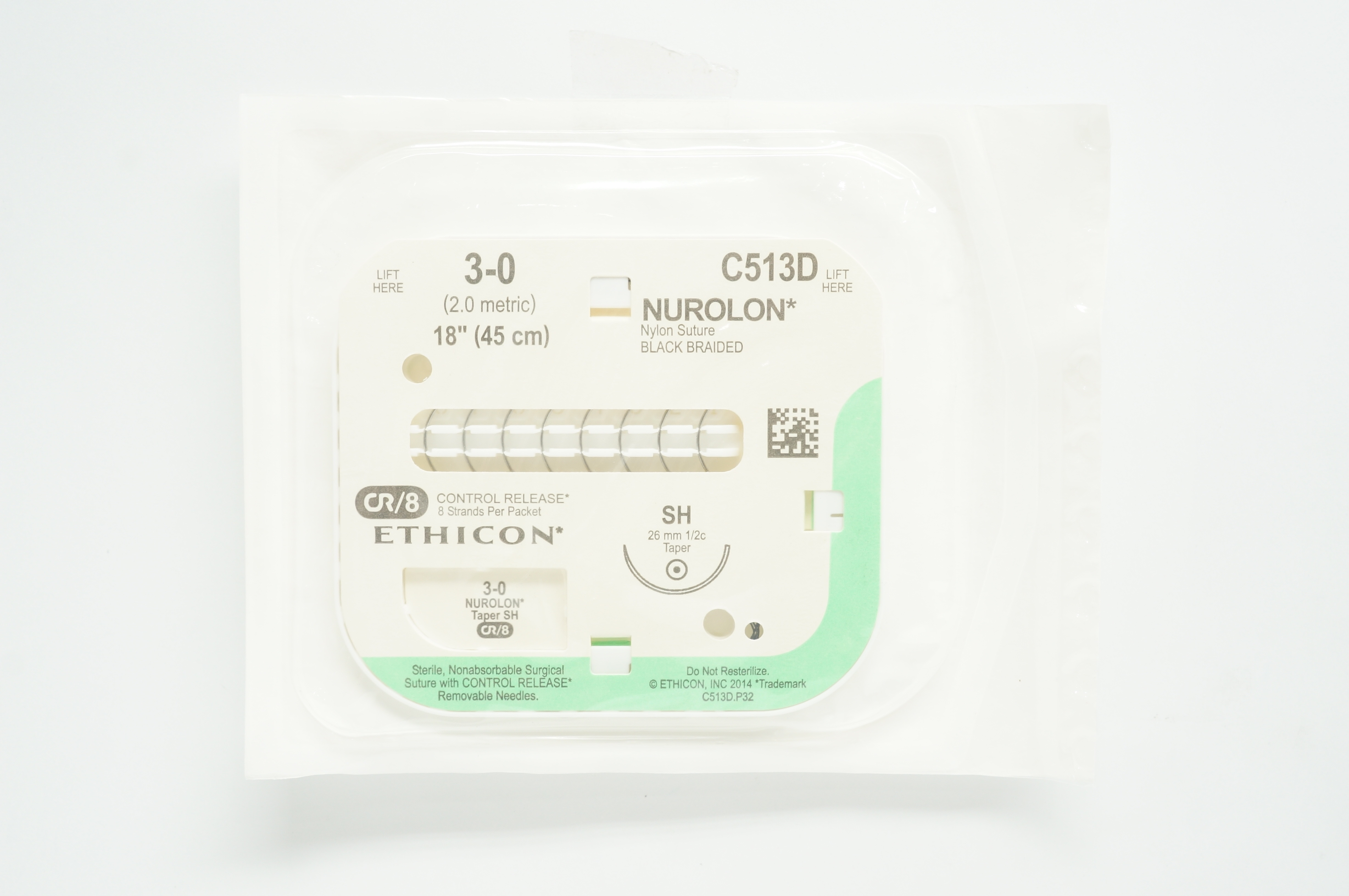 Ethicon C513D 3-0 NUROLON SH, 26mm 1/2c Taper, 18inch (x)