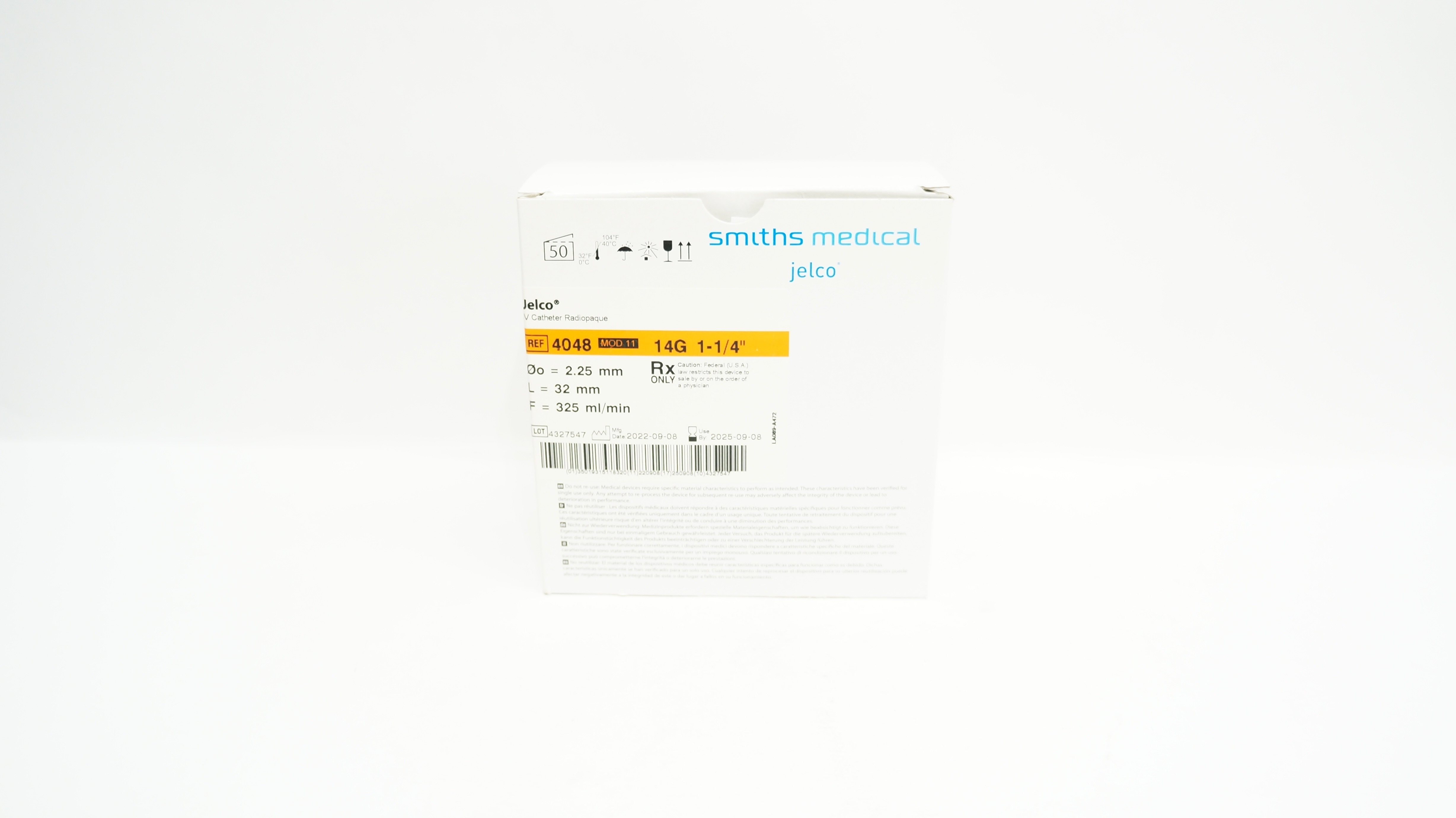 Smiths Medical 4048 Jelco IV Cath. Radiopaque 14G 1-1/4inch - Box of 50