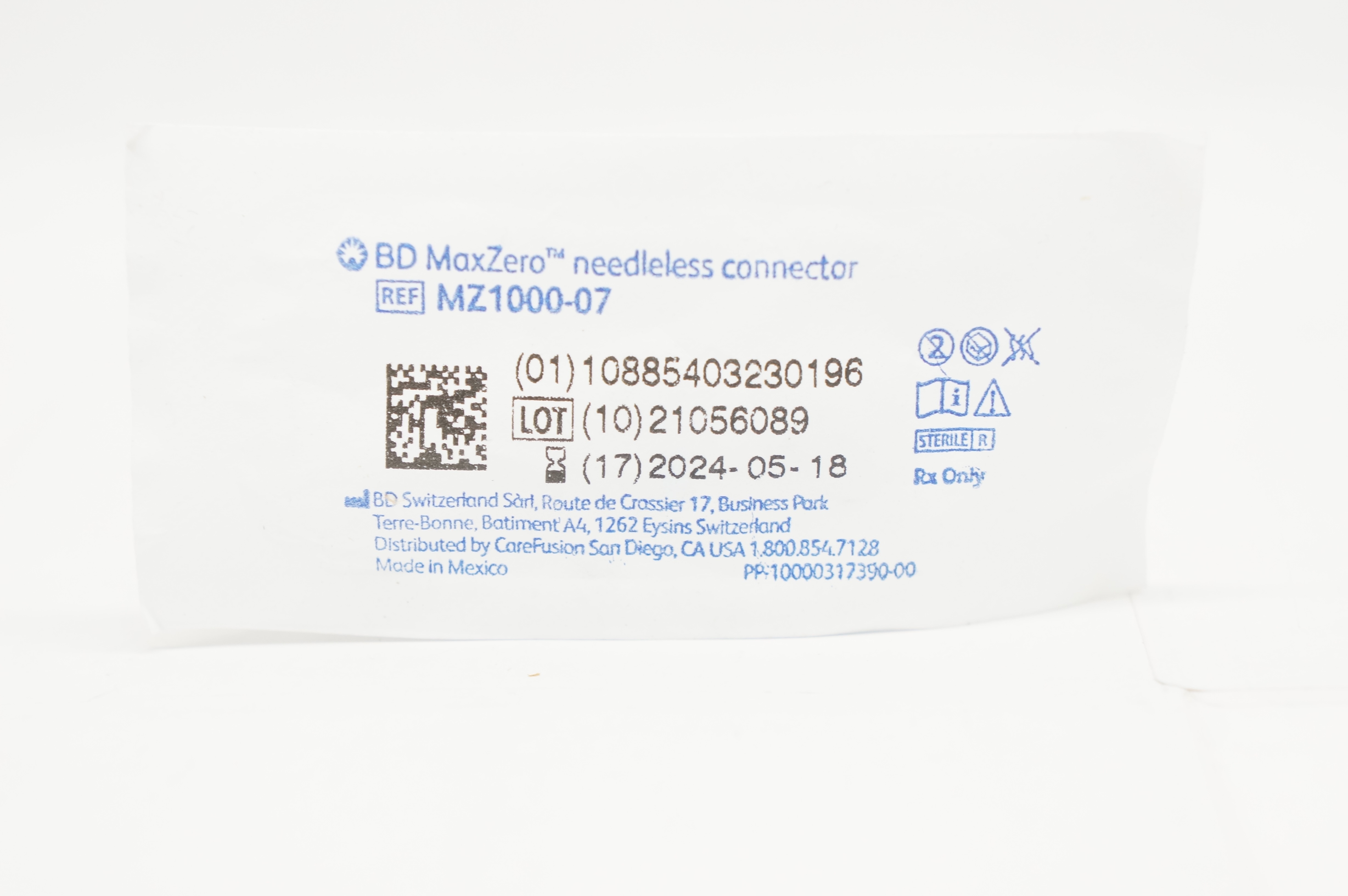 BD MZ1000-07 MaxZero Ndleless Connector (x)