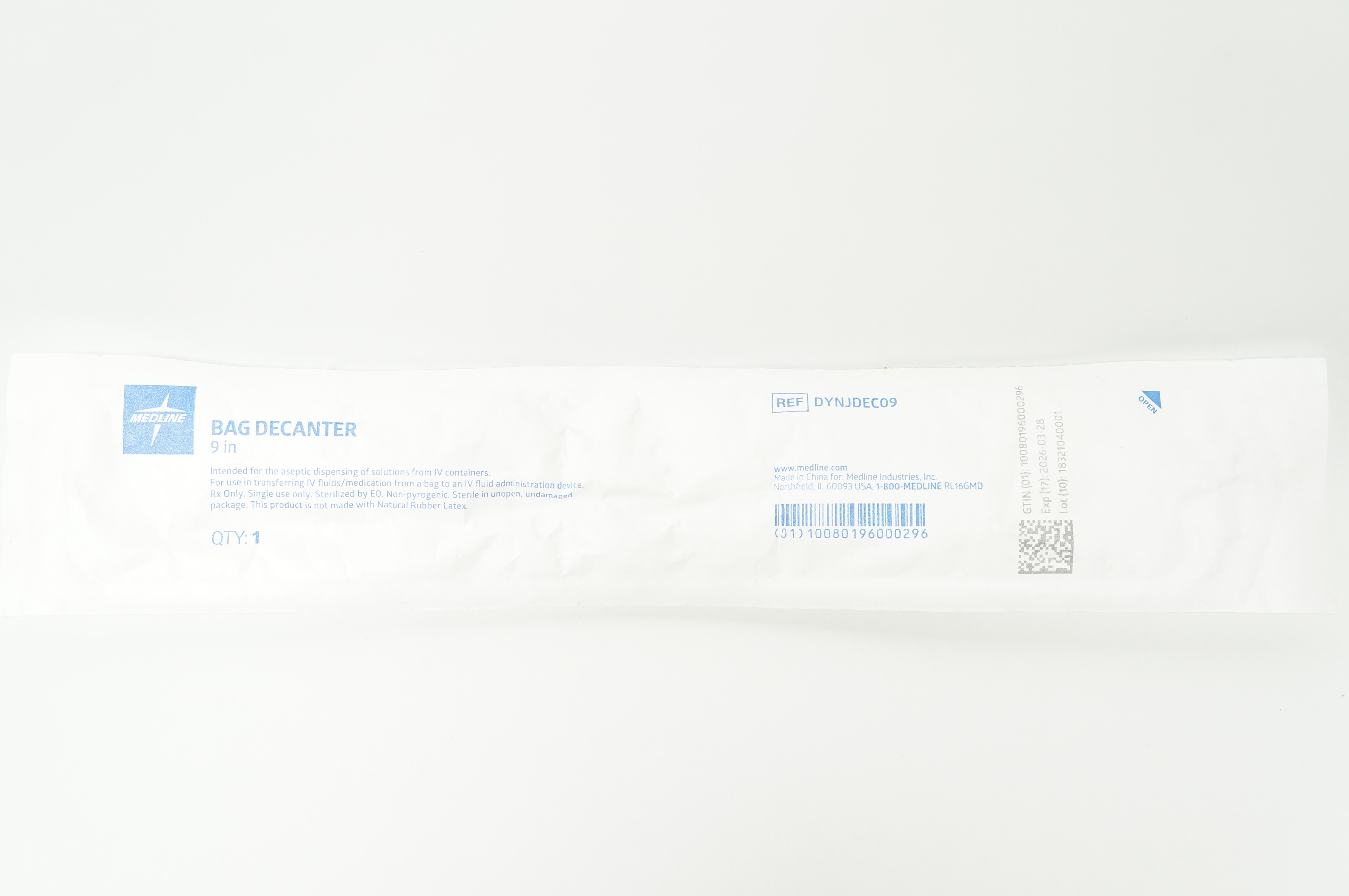 Medline DYNJDEC09 Bag Decanter 9 inch