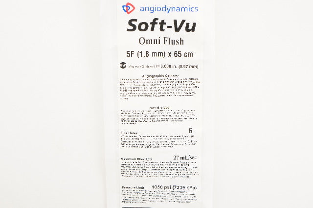 Angiodynamics 10732203 Soft-Vu Omni Flush Angiographic Cath. 5F x 65cm (x)