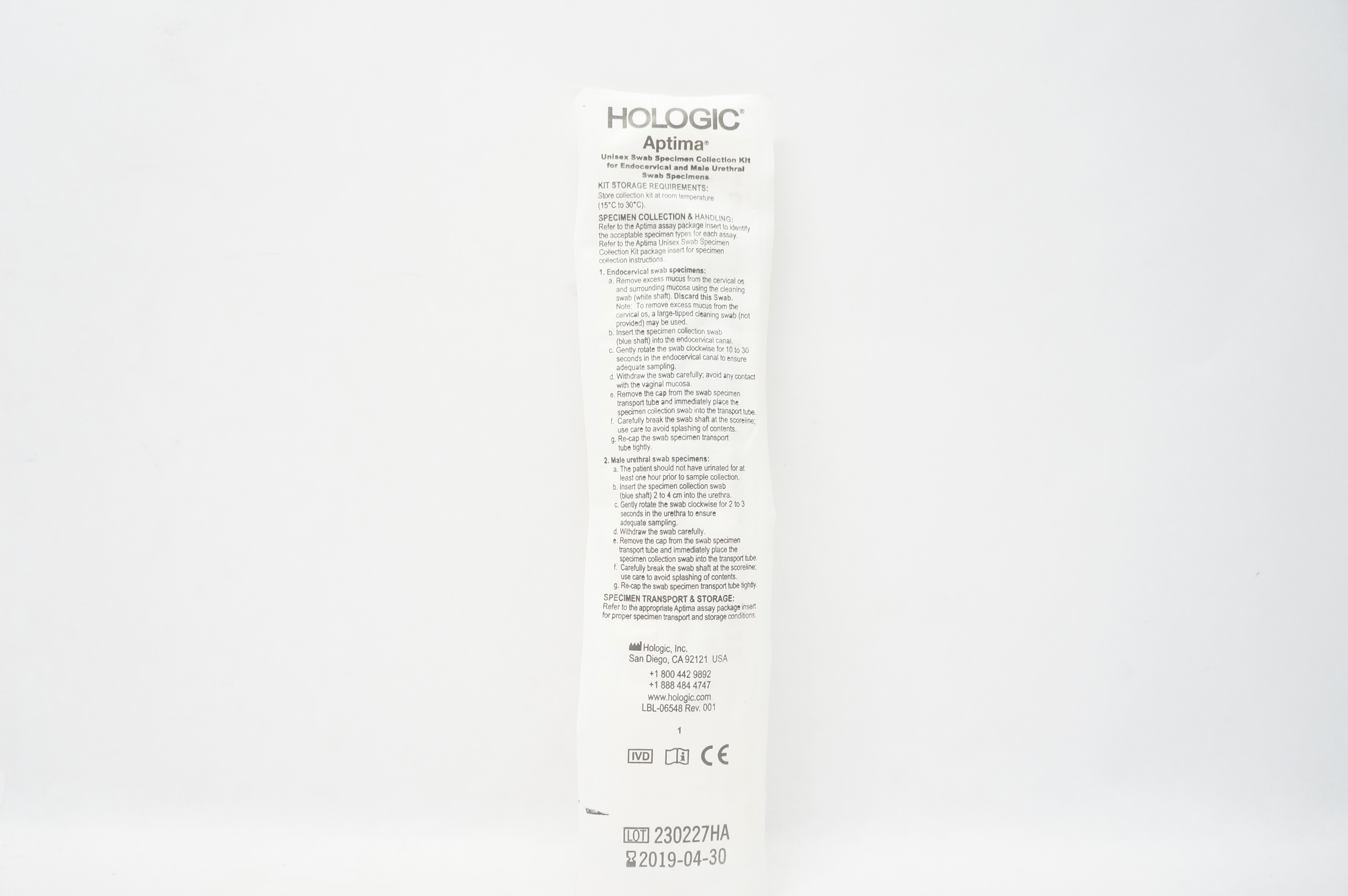 Hologic Aptima Unisex Swab Specimen Collection Kit (x)