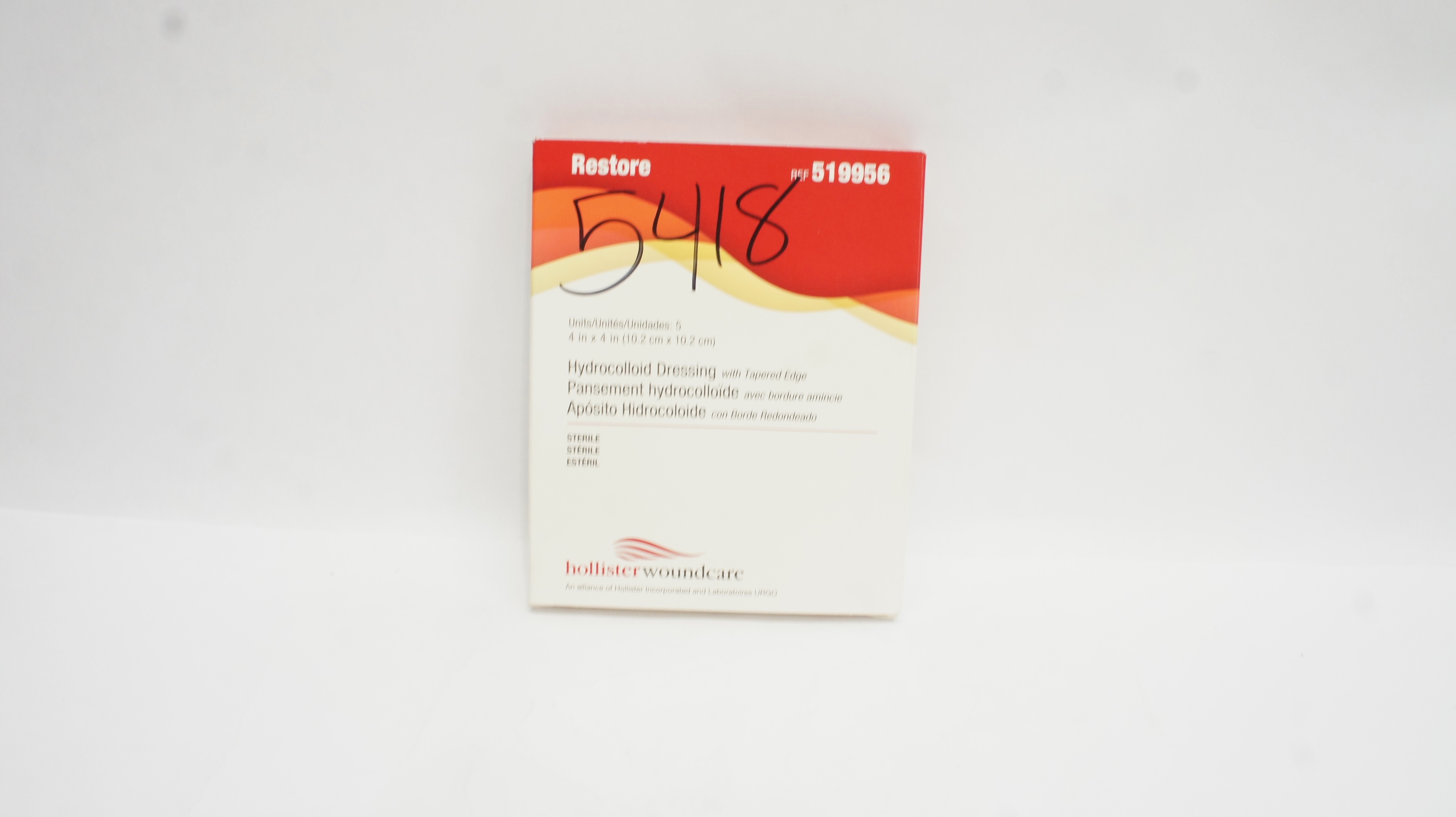 Hollister Woundcare 519956 Hydrocolloid Dressing 4In x 4In n - Box of 5