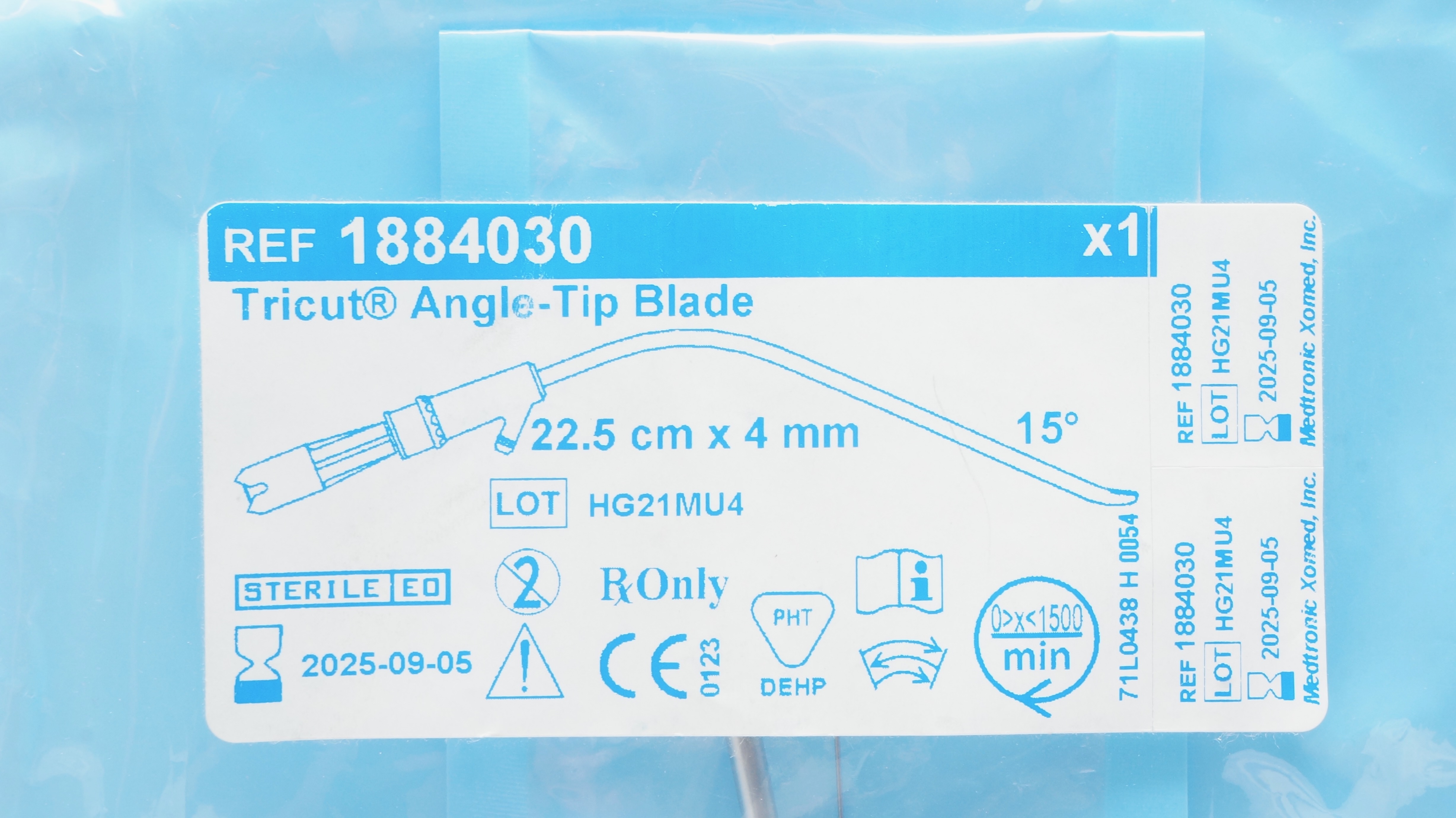 Medtronic 1884030 Tricut Angle-Tip Blade 22.5cm x 4mm 15 Degree