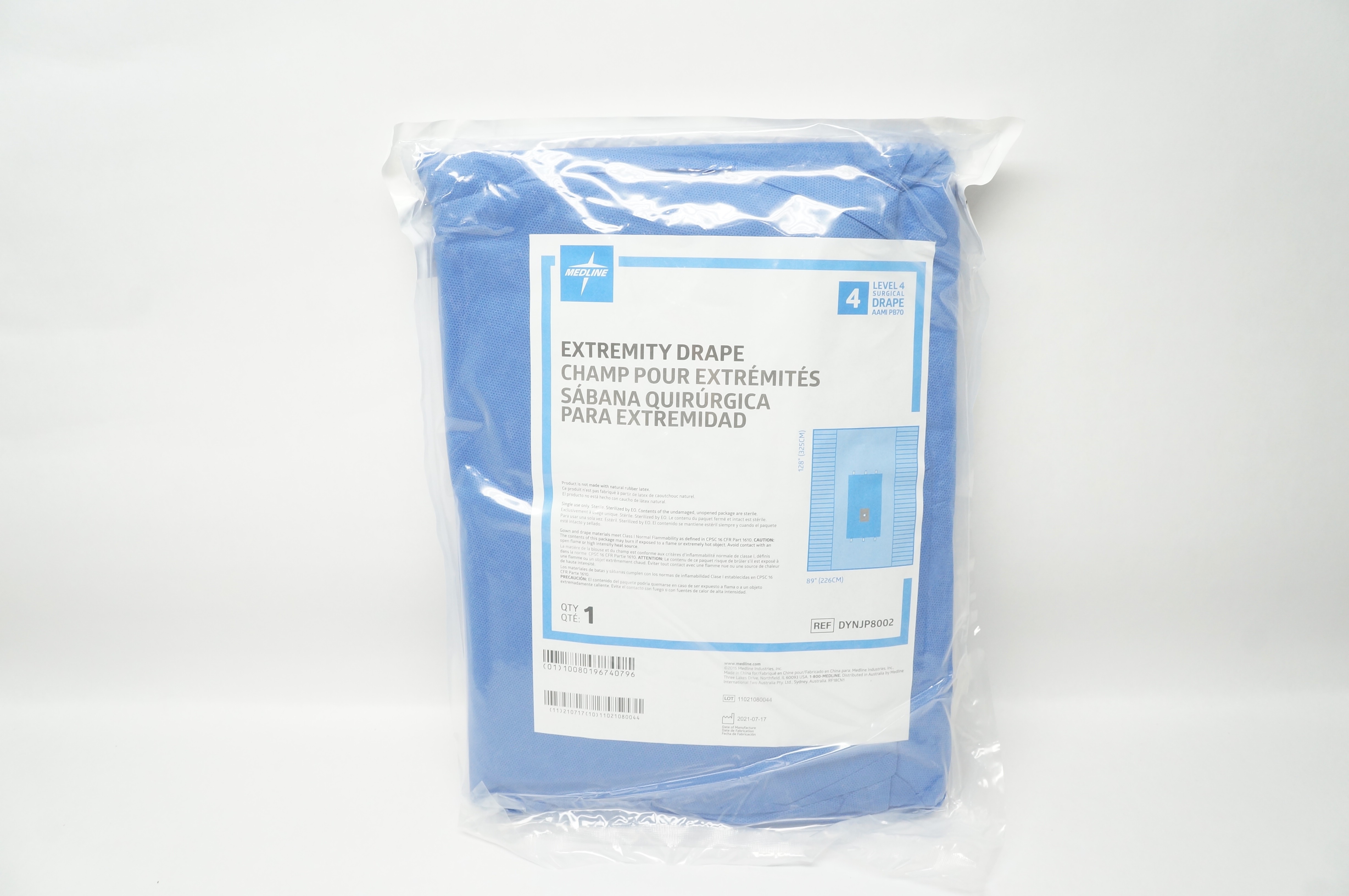 Medline DYNJP8002 Extremity Drape Level 4 128inch x 89inch