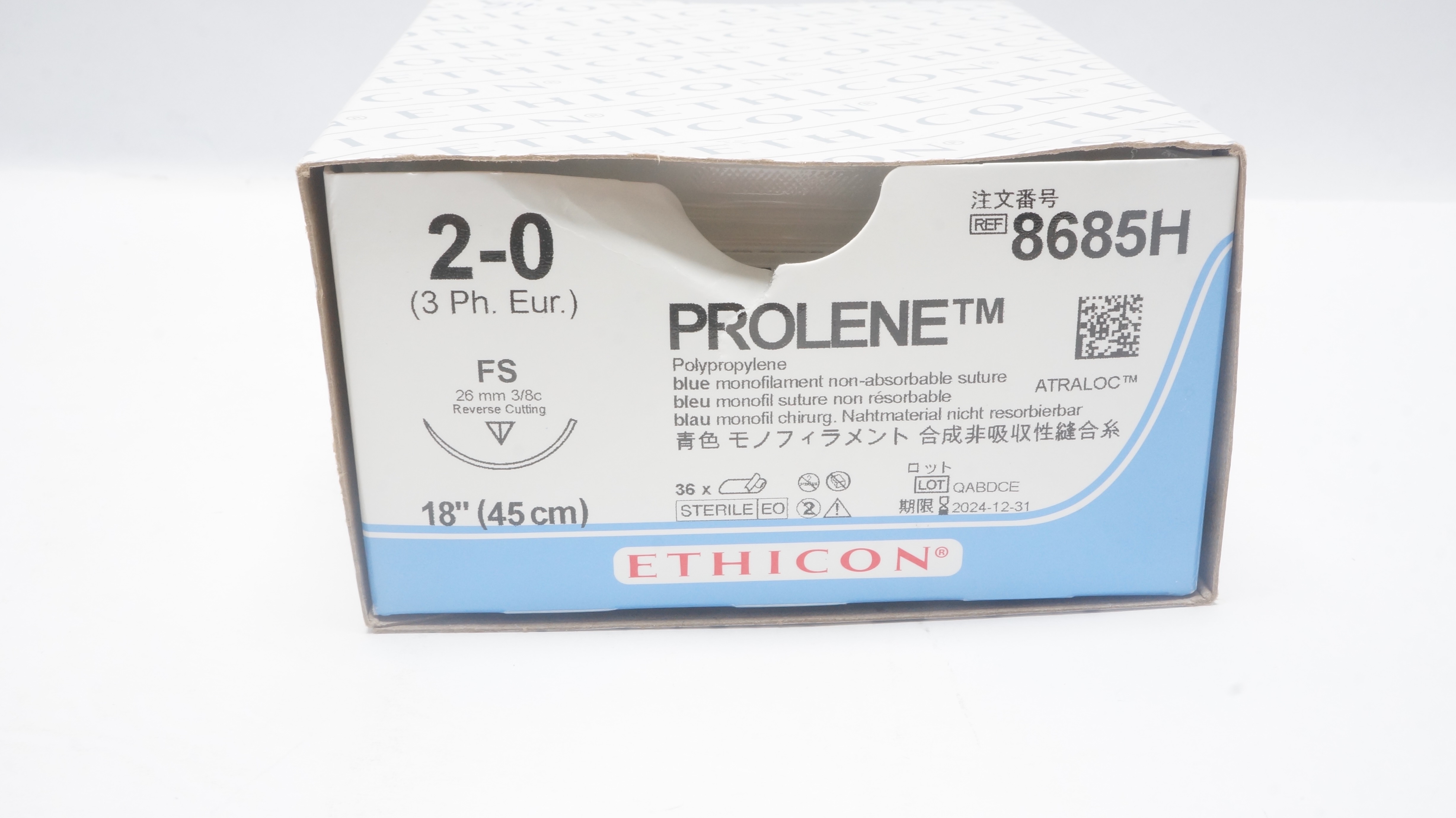 Ethicon 8685H PROLENE FS 26mm 3/8 Circle 18inch - Box of 34 (x)