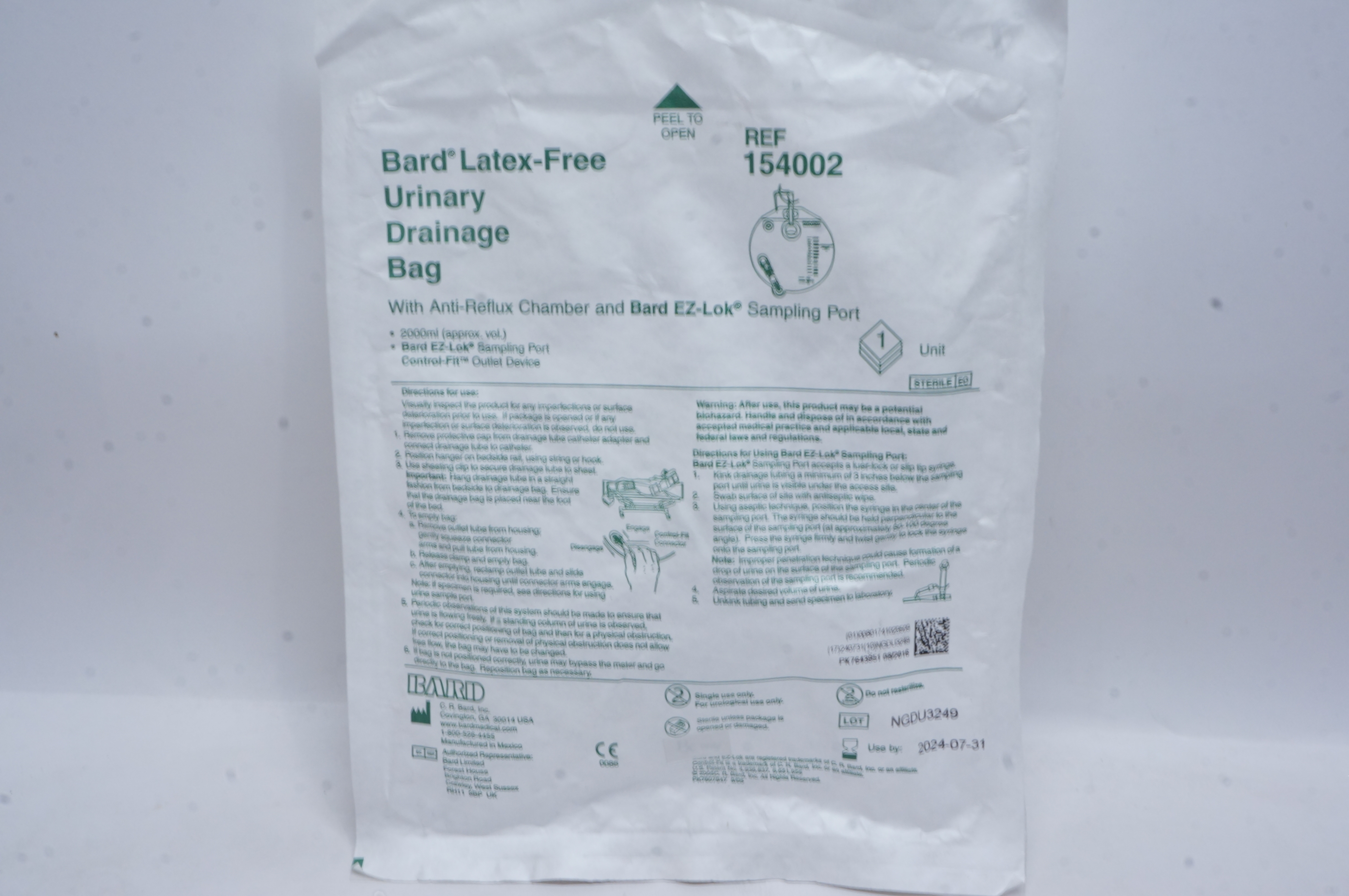 Bard 154002 Latex-Free Urinary Drainage Bag