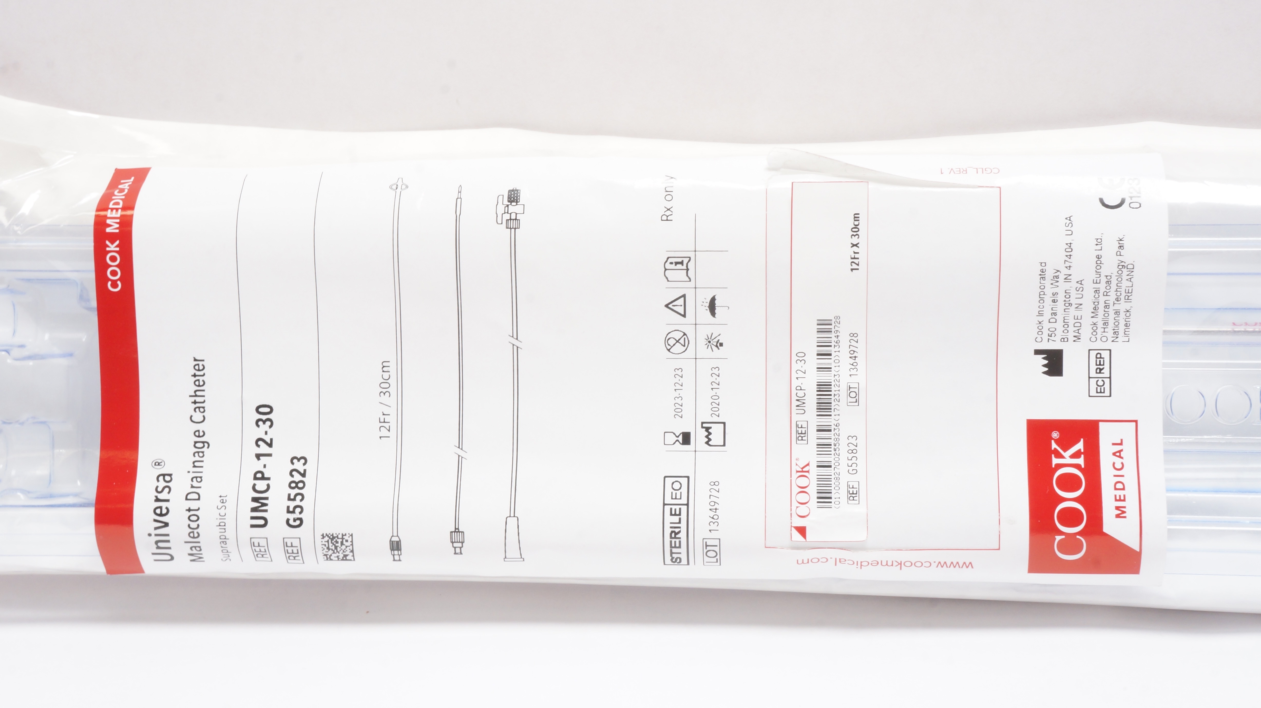 Cook Medical G55823 Universa Malecot Drainage Cath. Set 12Fr x 30 cm (x)