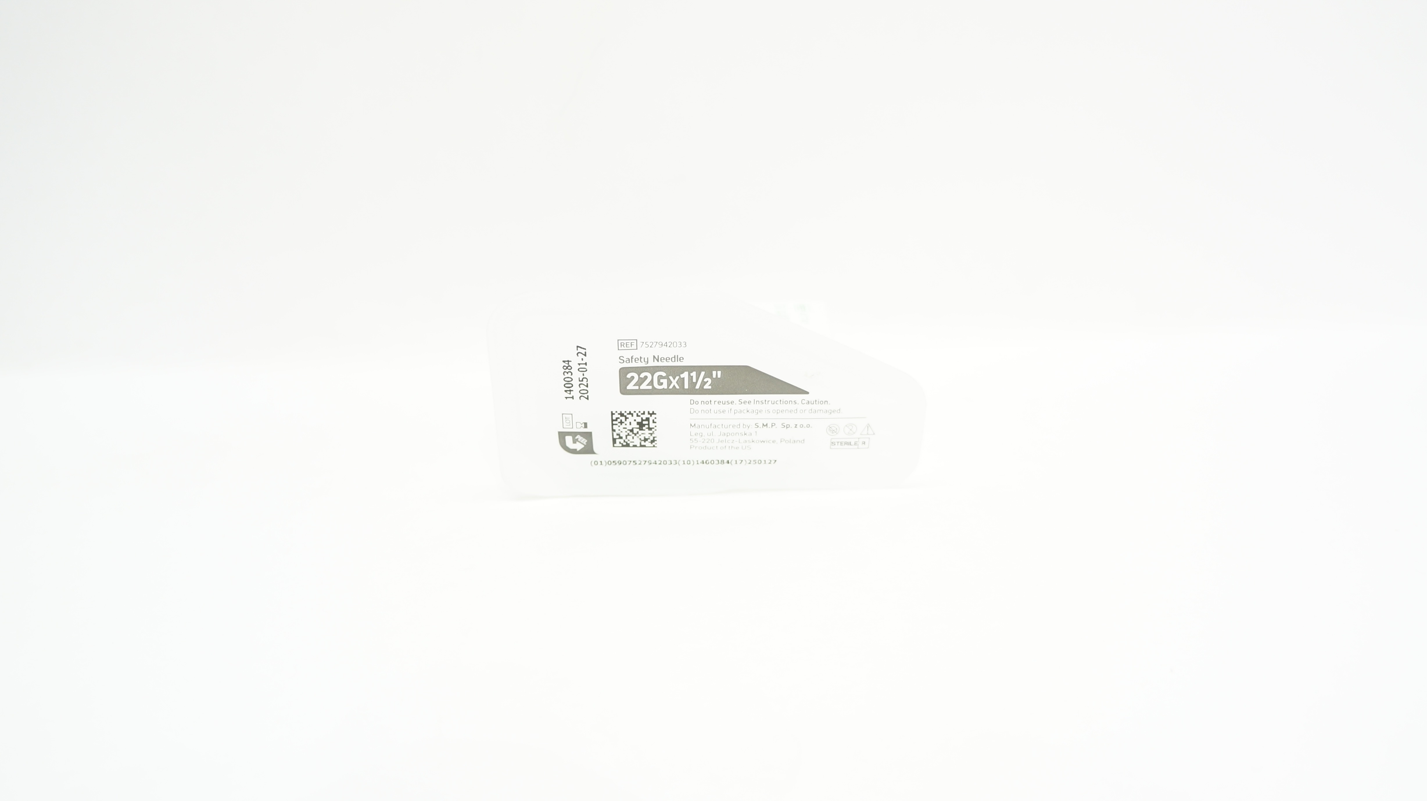 SMP 7527942033 Safety Ndle. 22G x 1-1/2inch