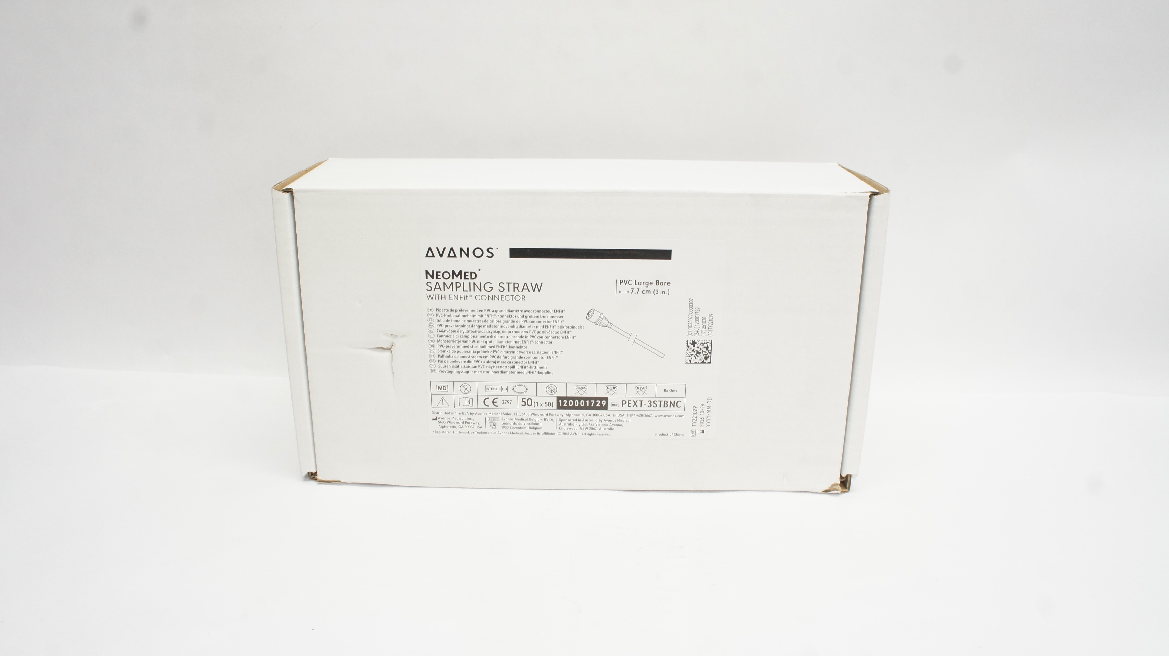 Avanos PEXT-3STBNC NeoMed Sampling Straw w/ENFit Connector 3inch - Box of 26