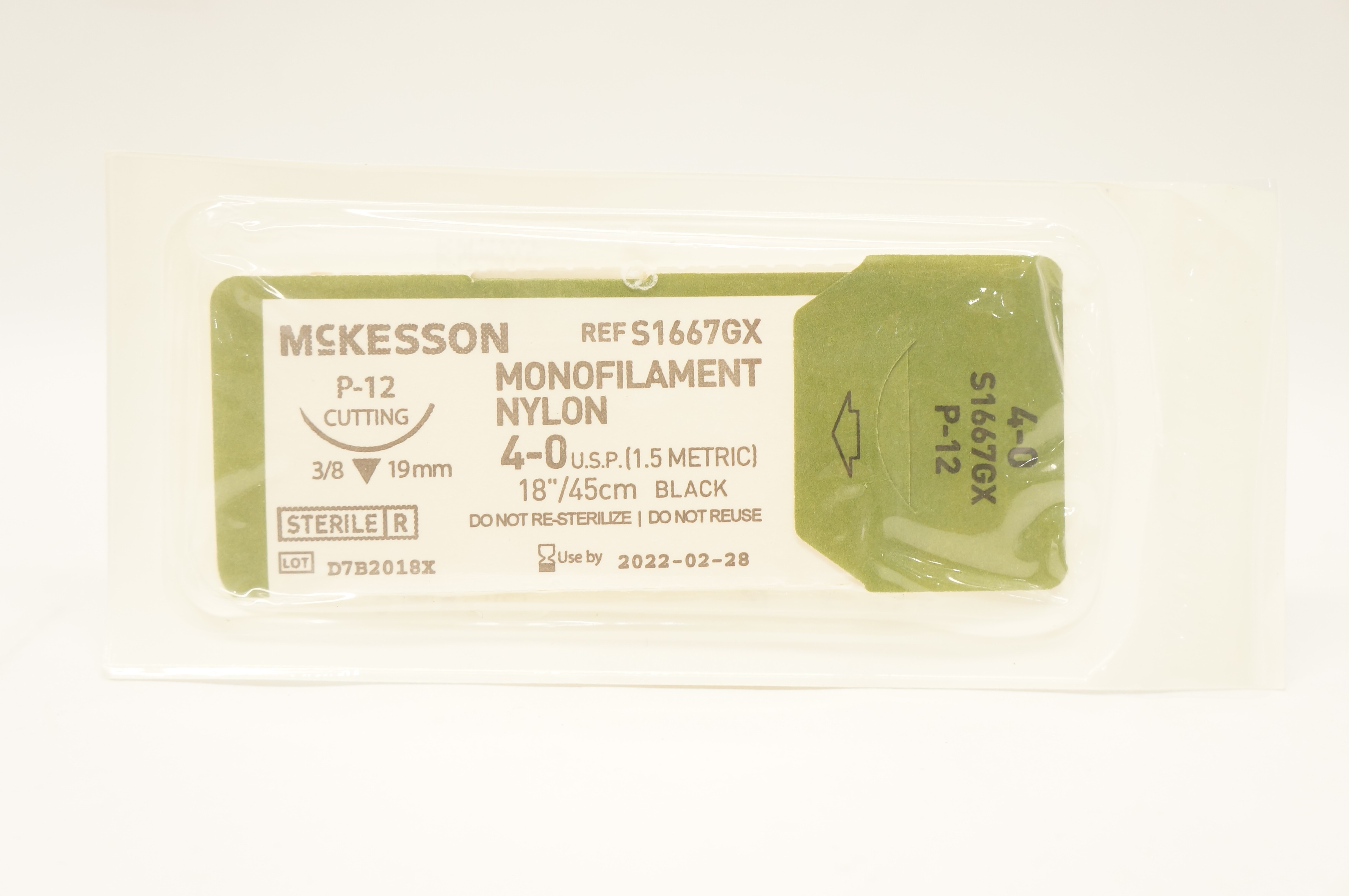 McKesson S1667GX 4-0 Monofilament Nylon P-12 Cutting 3/8 19mm,18inch