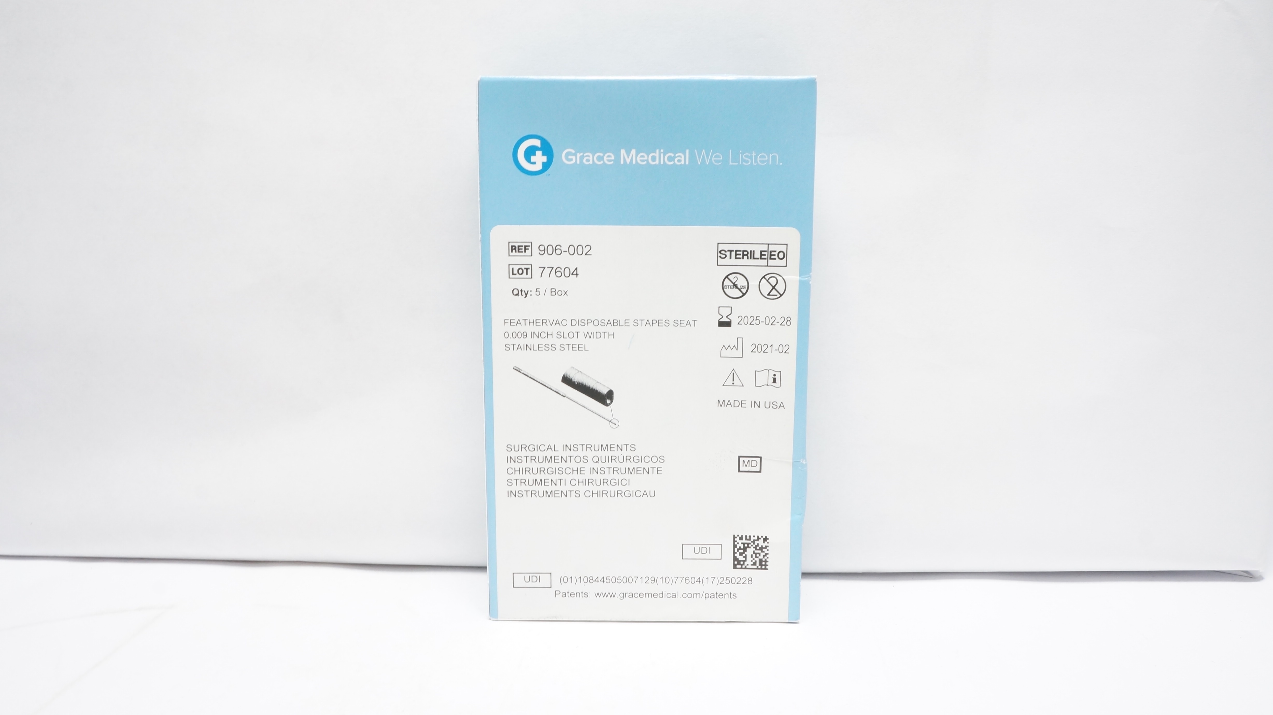 Grace Medical 906-002 Feathervac Disposable Stapes Seat 0.009In - Box of 5 (x)