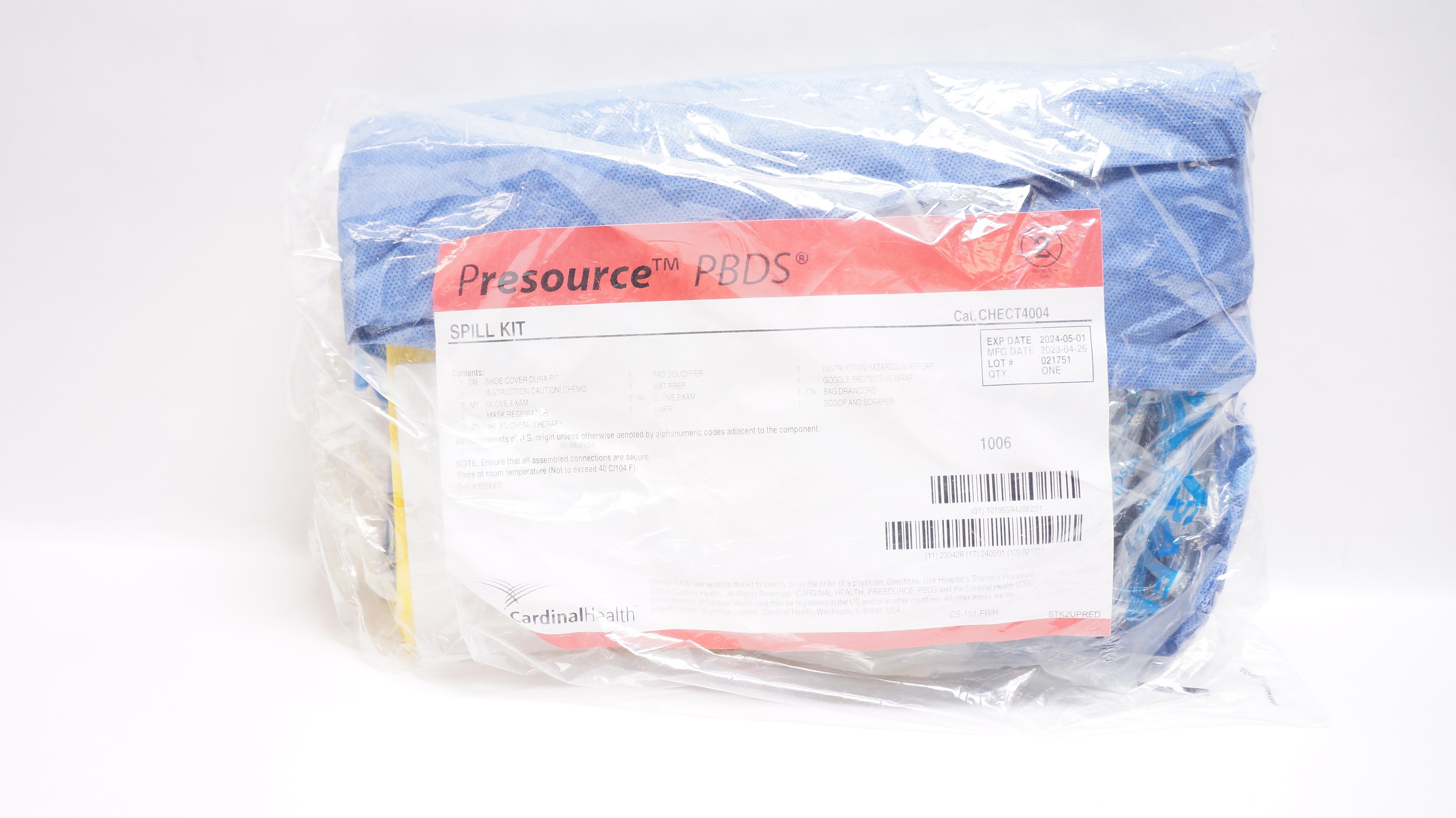 Cardinal Health CHECT4004 Presource PBDS Spill Kit