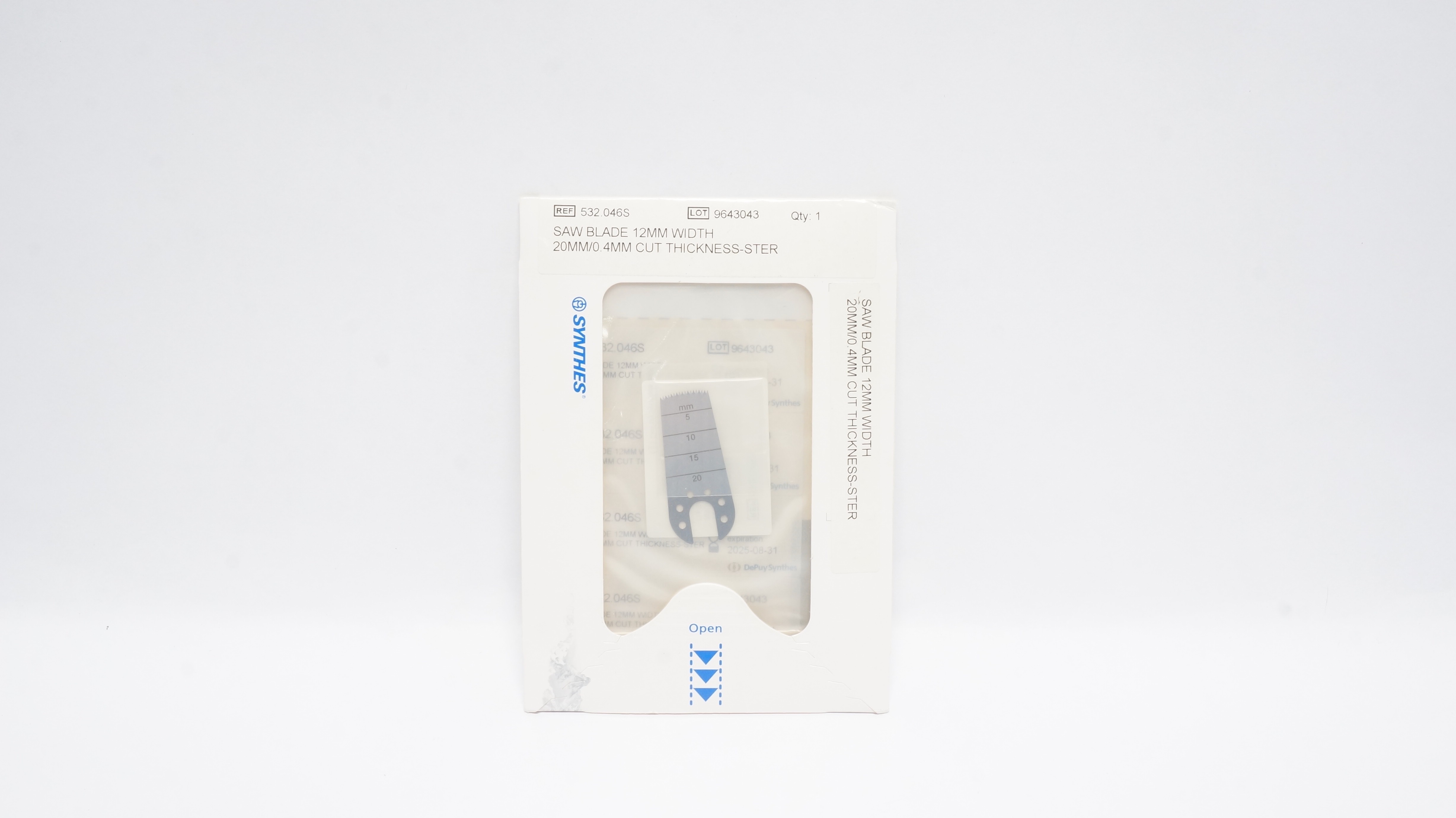 Synthes 532.046S Saw Blade 12mm Width 20mm/0.4mm Cut Thickness-Ster (x)