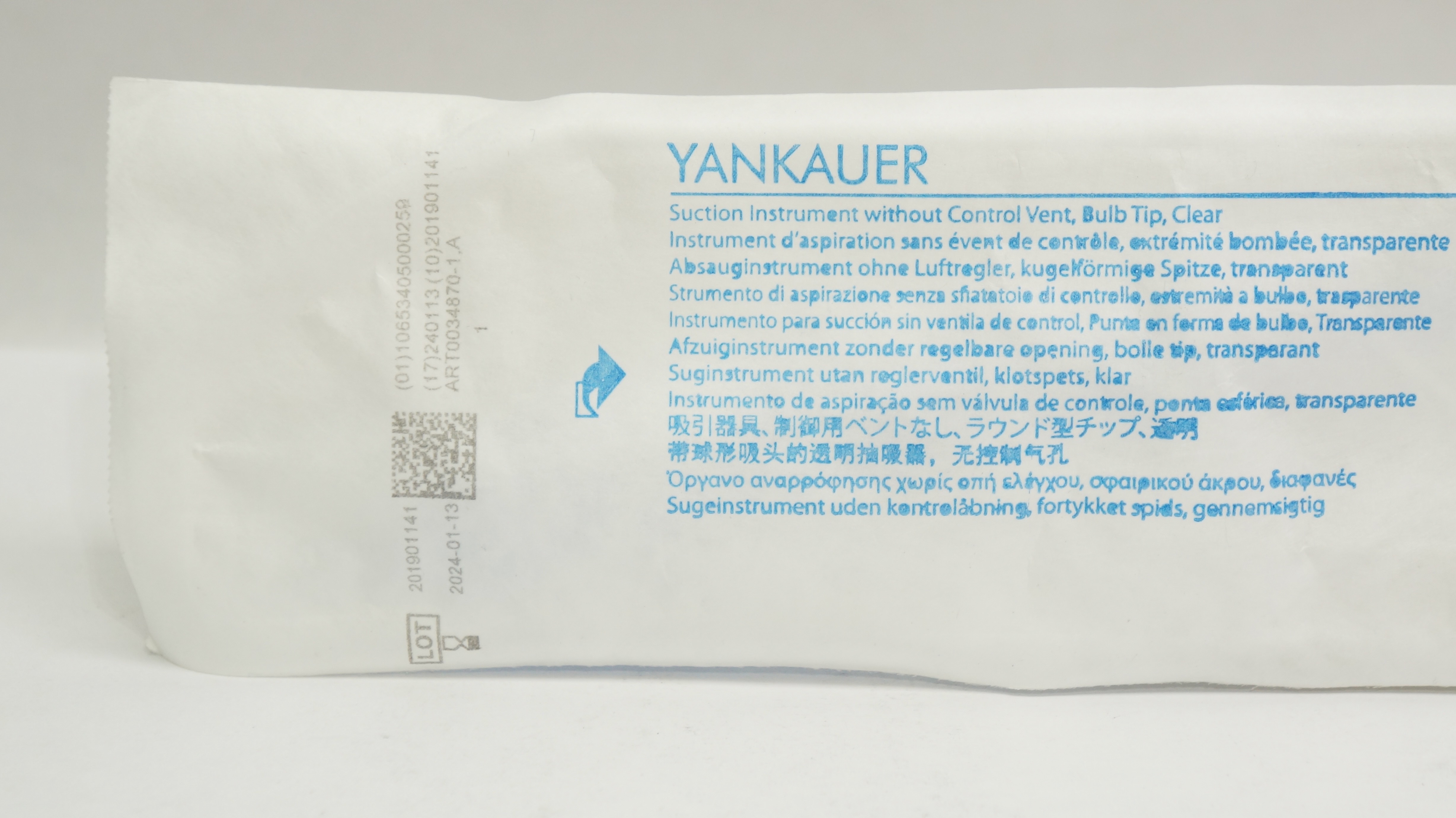 ConMed 0034870 Yankauer Suction Instrument w/out Control Vent Bulb Tip Clear(x)
