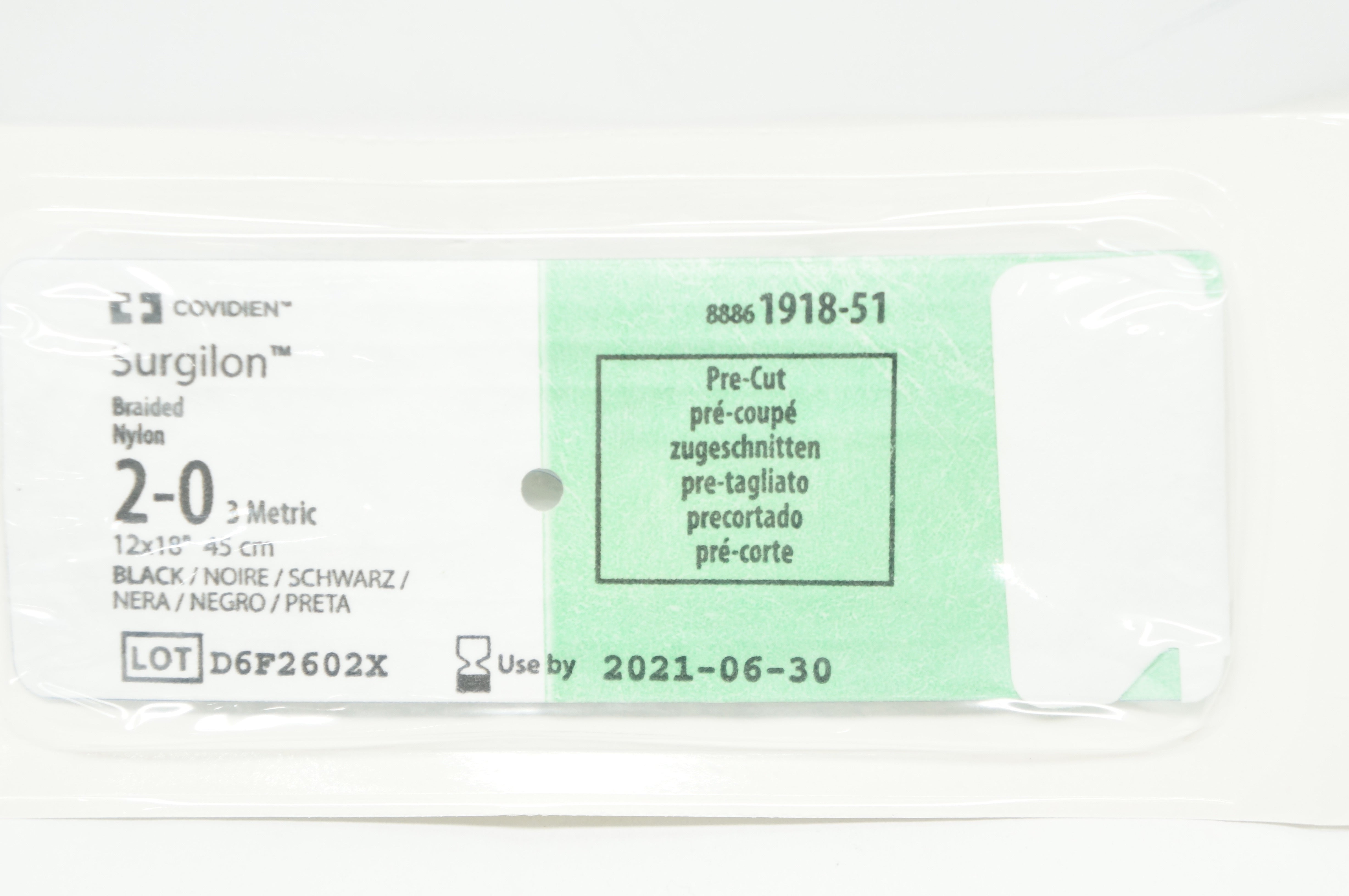 Covidien 88861918-51 2-0 Surgilon Coated Braided Nylon Stre 12x18inch, 45cm (x)