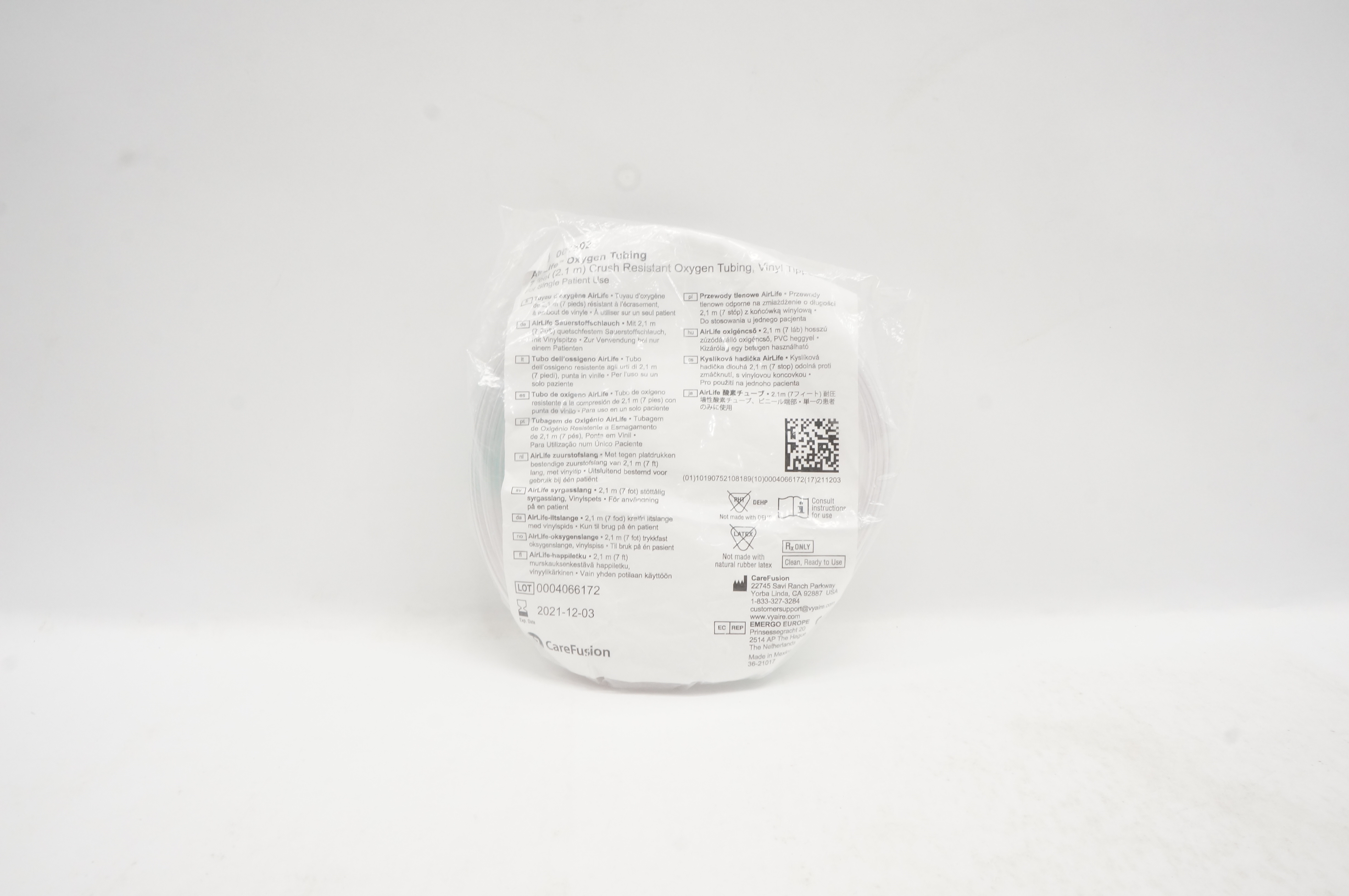 CareFusion 001302 AirLife Crush Resistant Oxygen Tubing 7ft