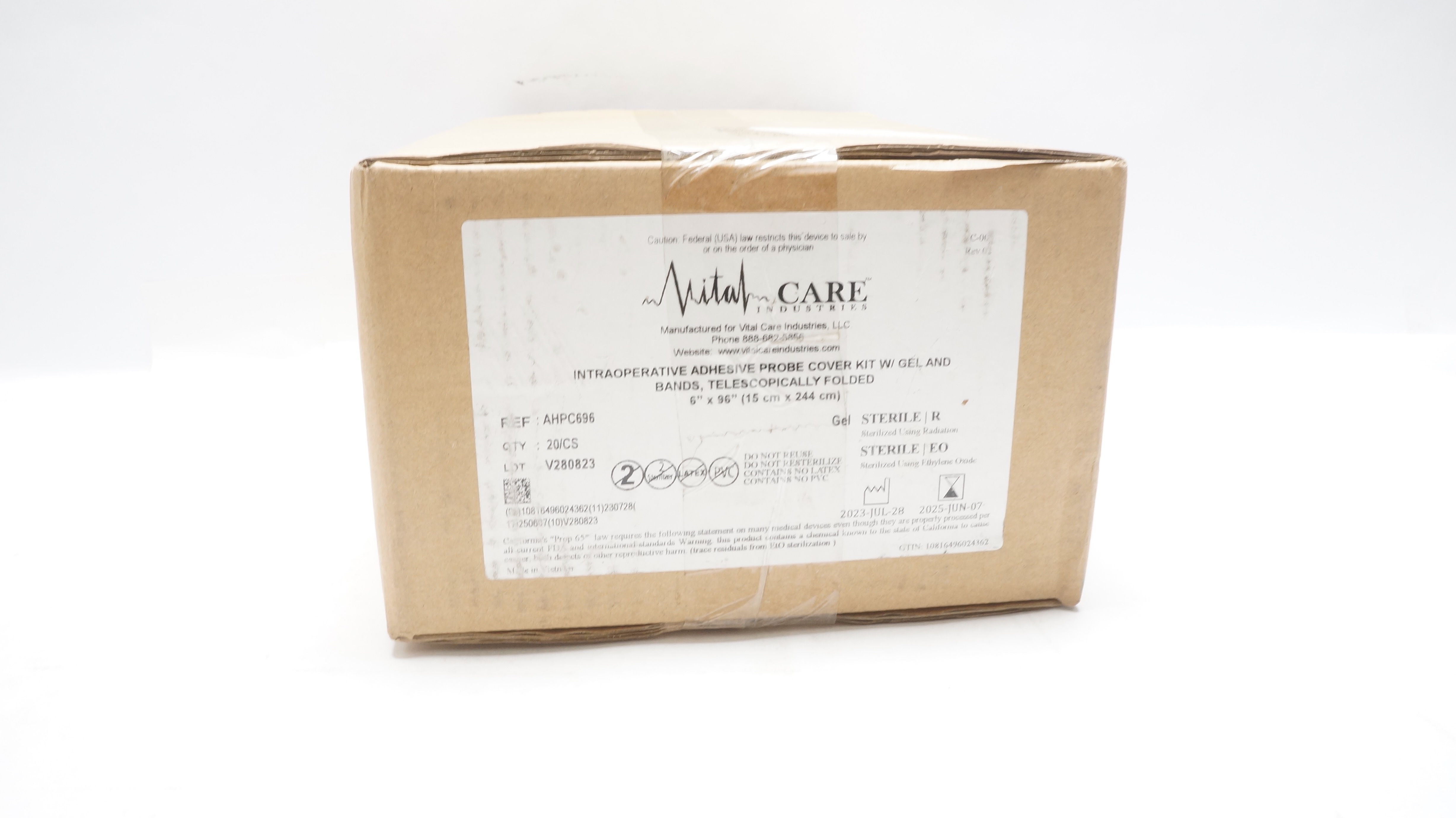 Vital Care AHPC696 Intraoperative Adhesive Probe Cover Kit - Case of 20