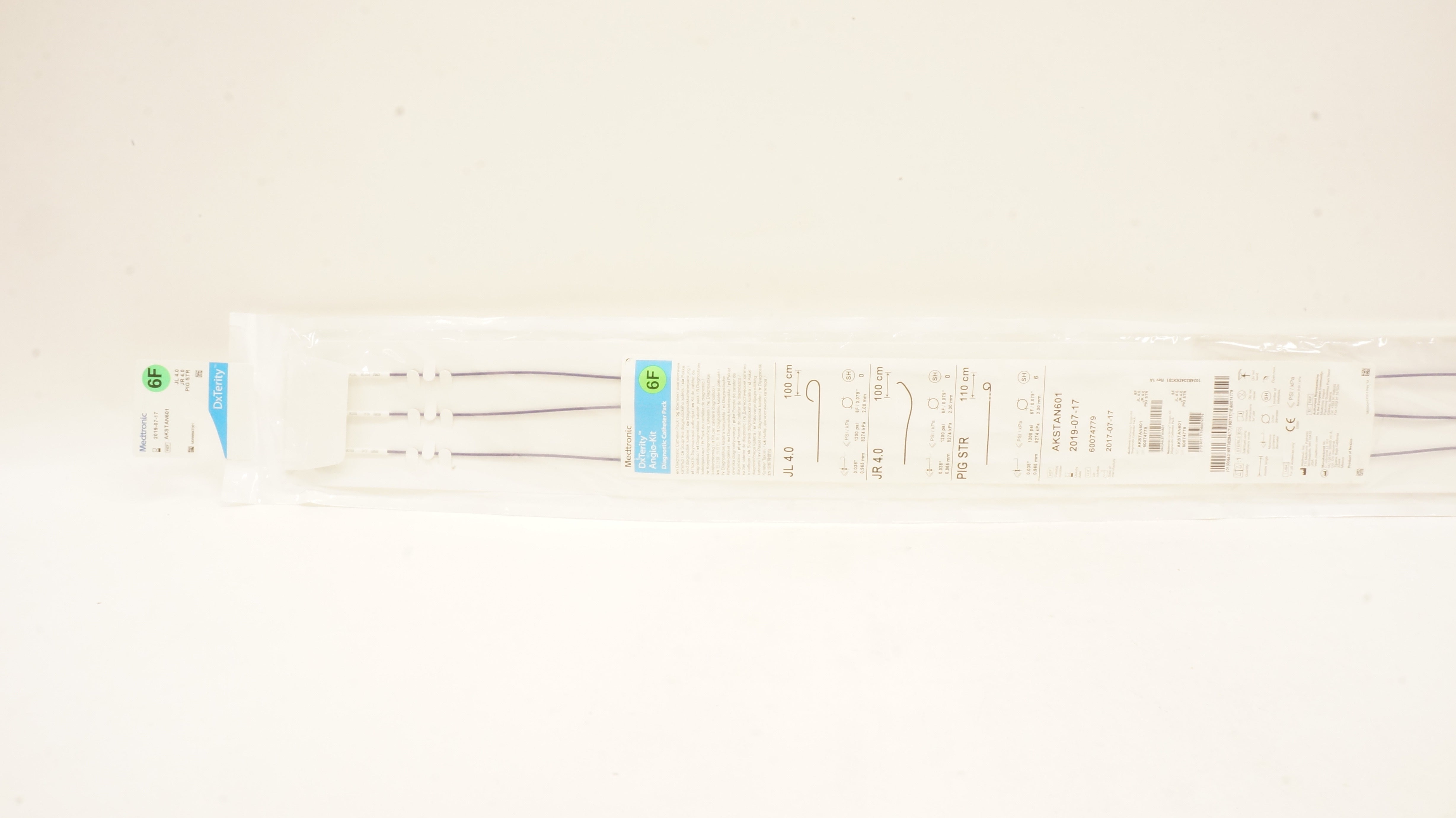 Medtronic AKSTAN601 DxTerity JL 4.0 Angio-Kit Diagnostic Cath.PIG STR  Pack 6F x 100cm (x)