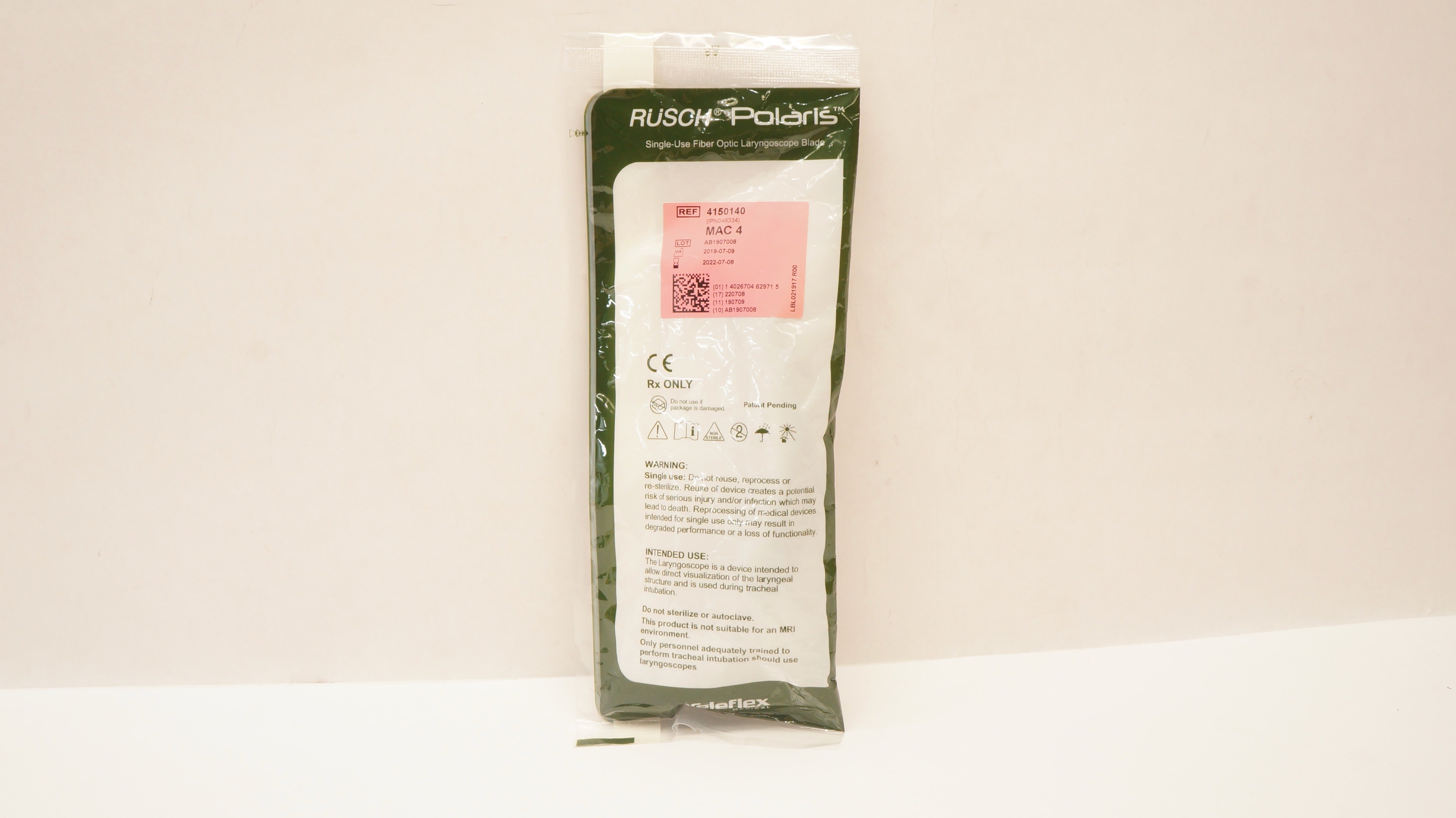 Teleflex 4150140 Rusch Polaris Single-Use Fiber Optic Laparoscope Blade Mac 4(x)