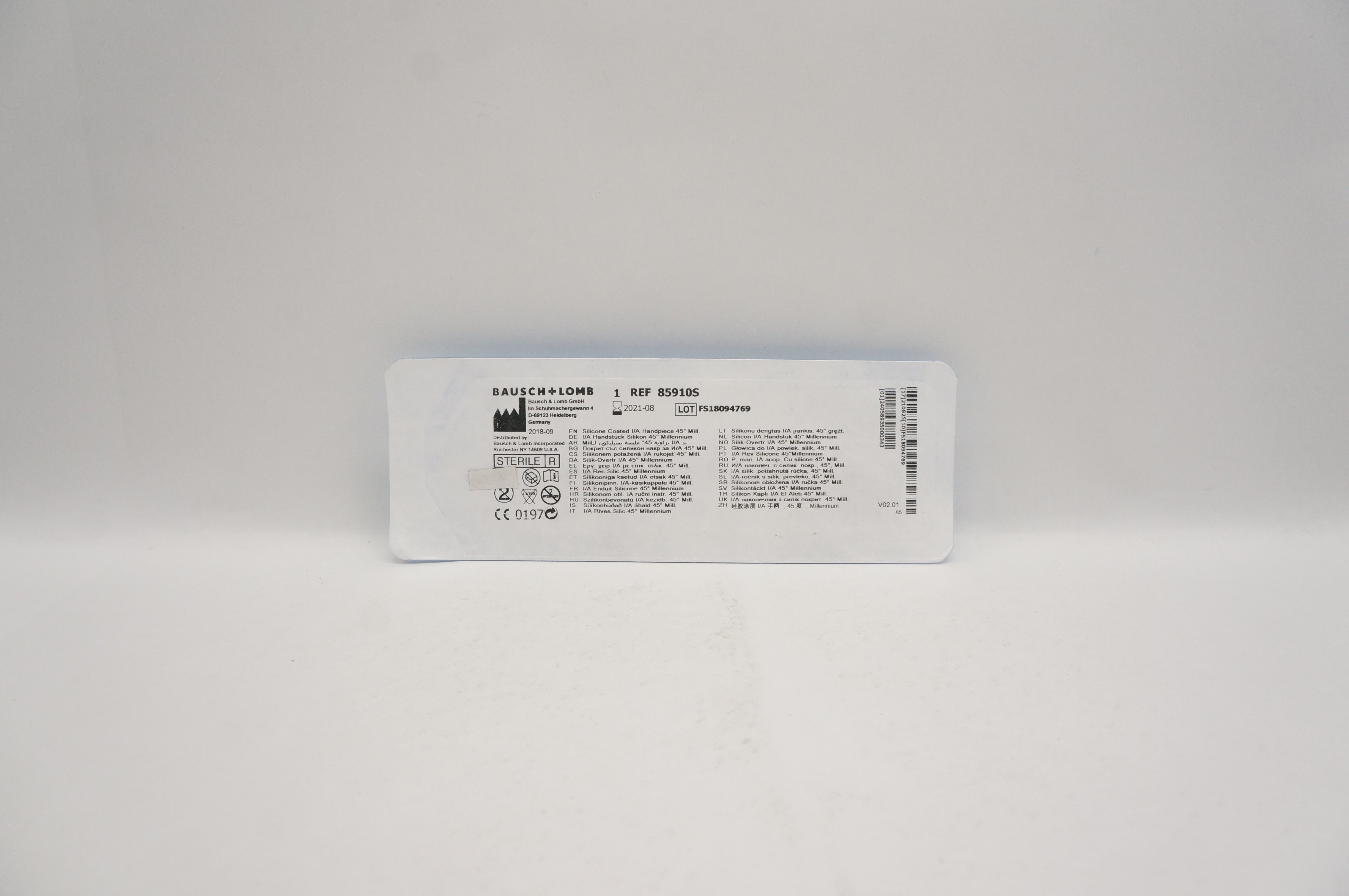 Bausch & Lomb 85910ST Silicone Coated I/A Handpiece 45degree Mill. (x)