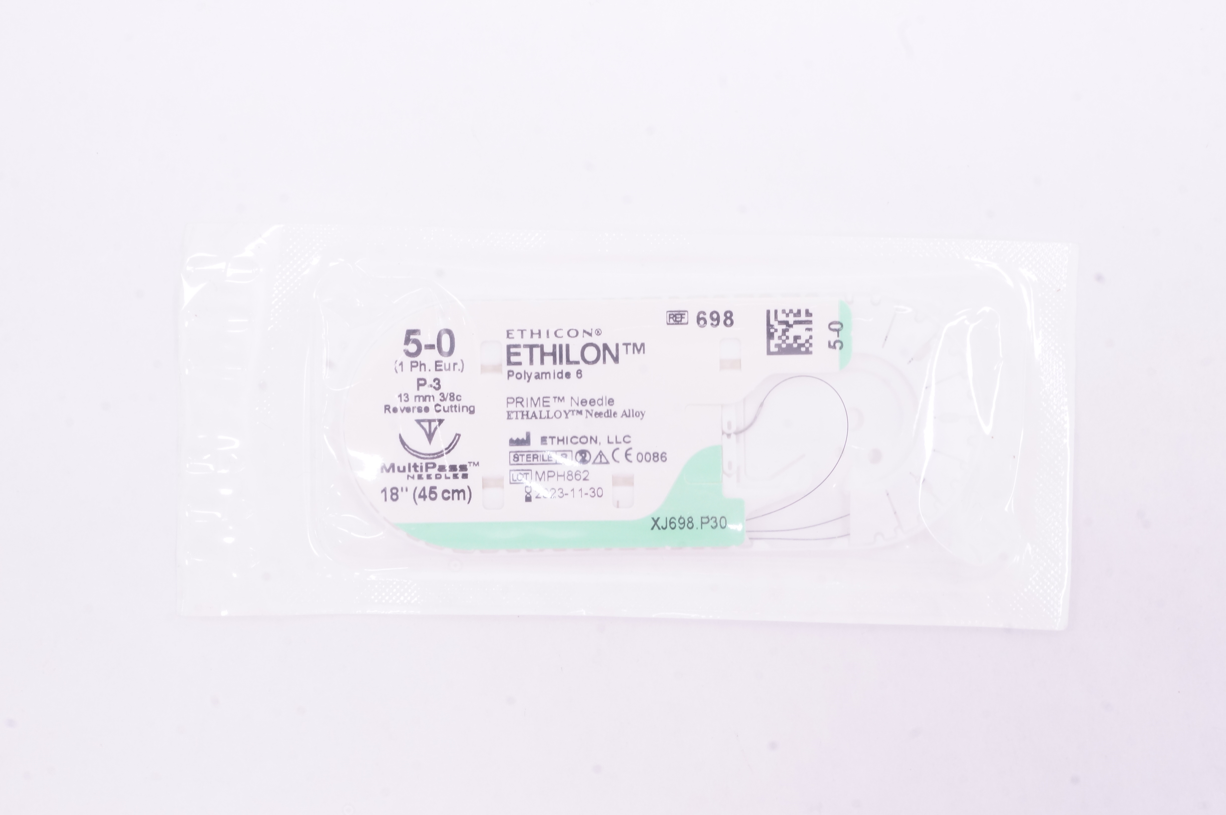 Ethicon 698 5-0 Ethilon Polyamide 6 Stre P-3 13mm 3/8c Reverse Cutting 18inch