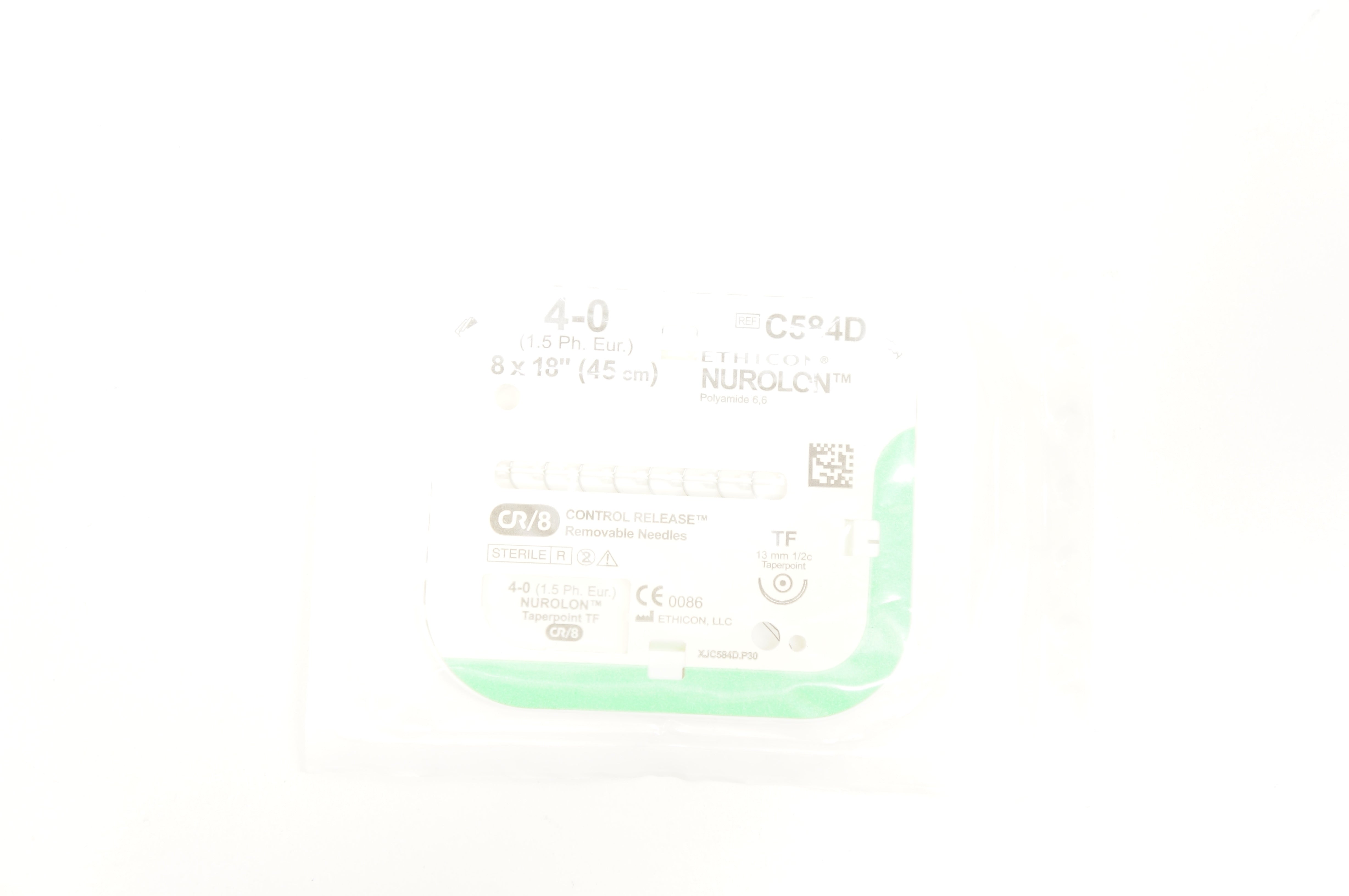 Ethicon C584D 4-0 NUROLON, CR/8, TF 13mm 1/2c Taperpoint, 8 x 18inch