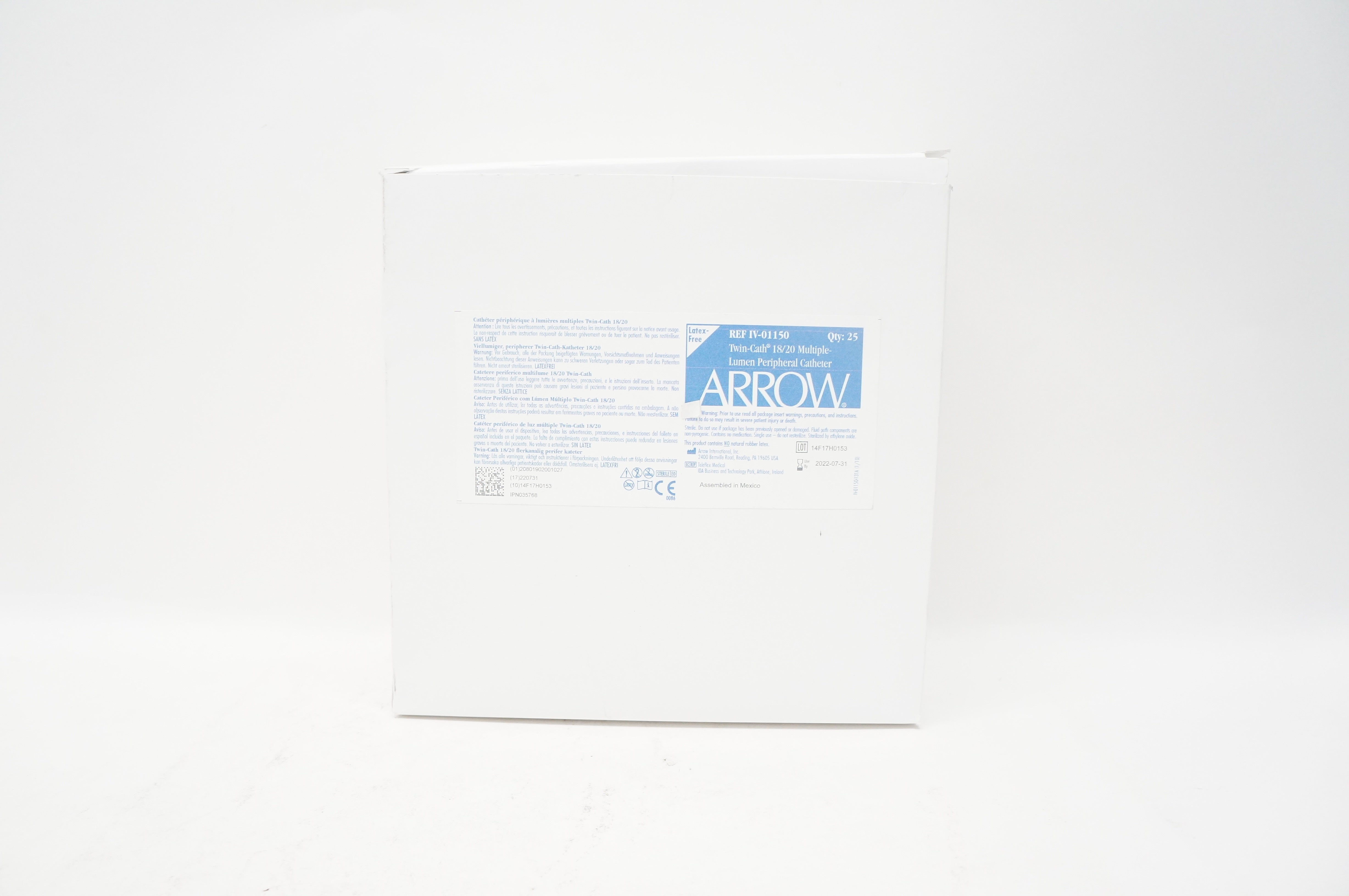 Arrow IV-01150 Twin-Cath Multiple-Lumern Peripheral Cath. 18/20 - Box of 24