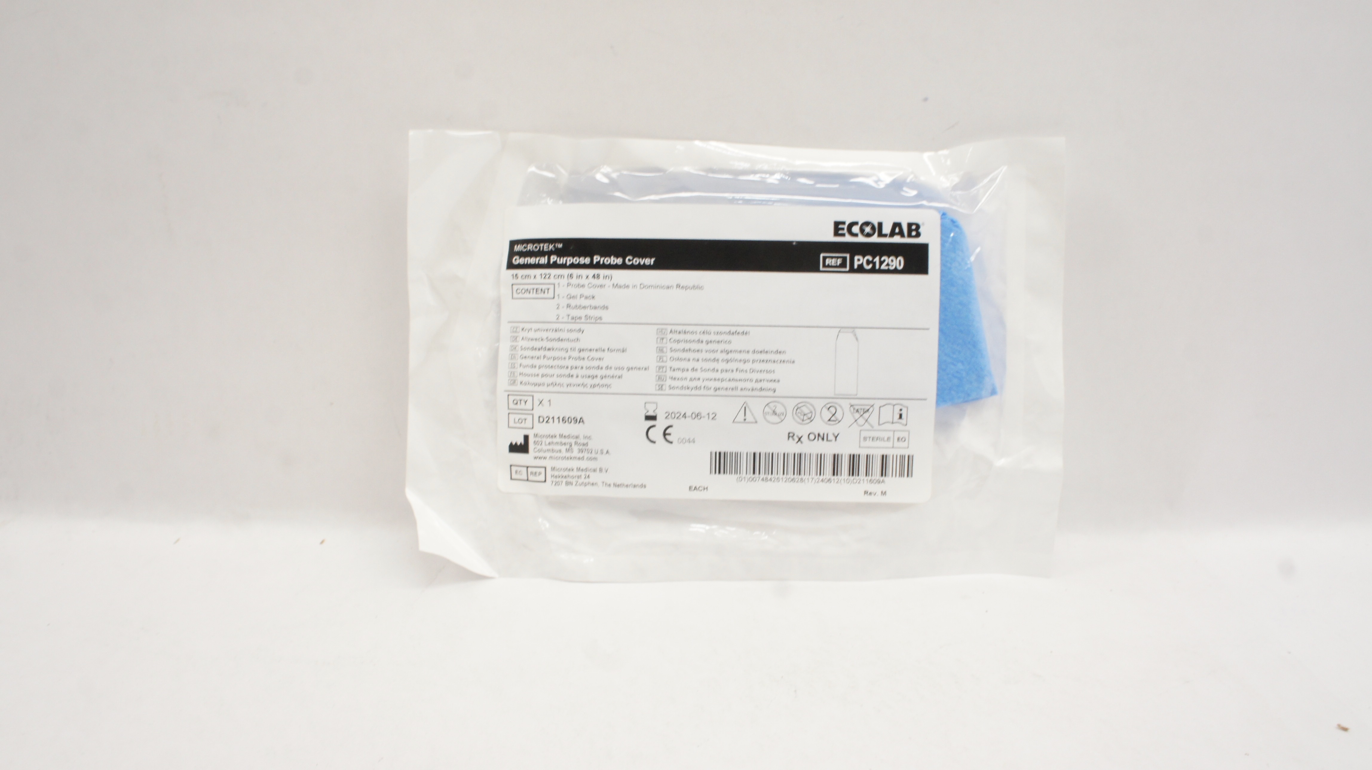 Microtek PC1290 Ecolab General Purpose Probe Cover 6inch x 48inch
