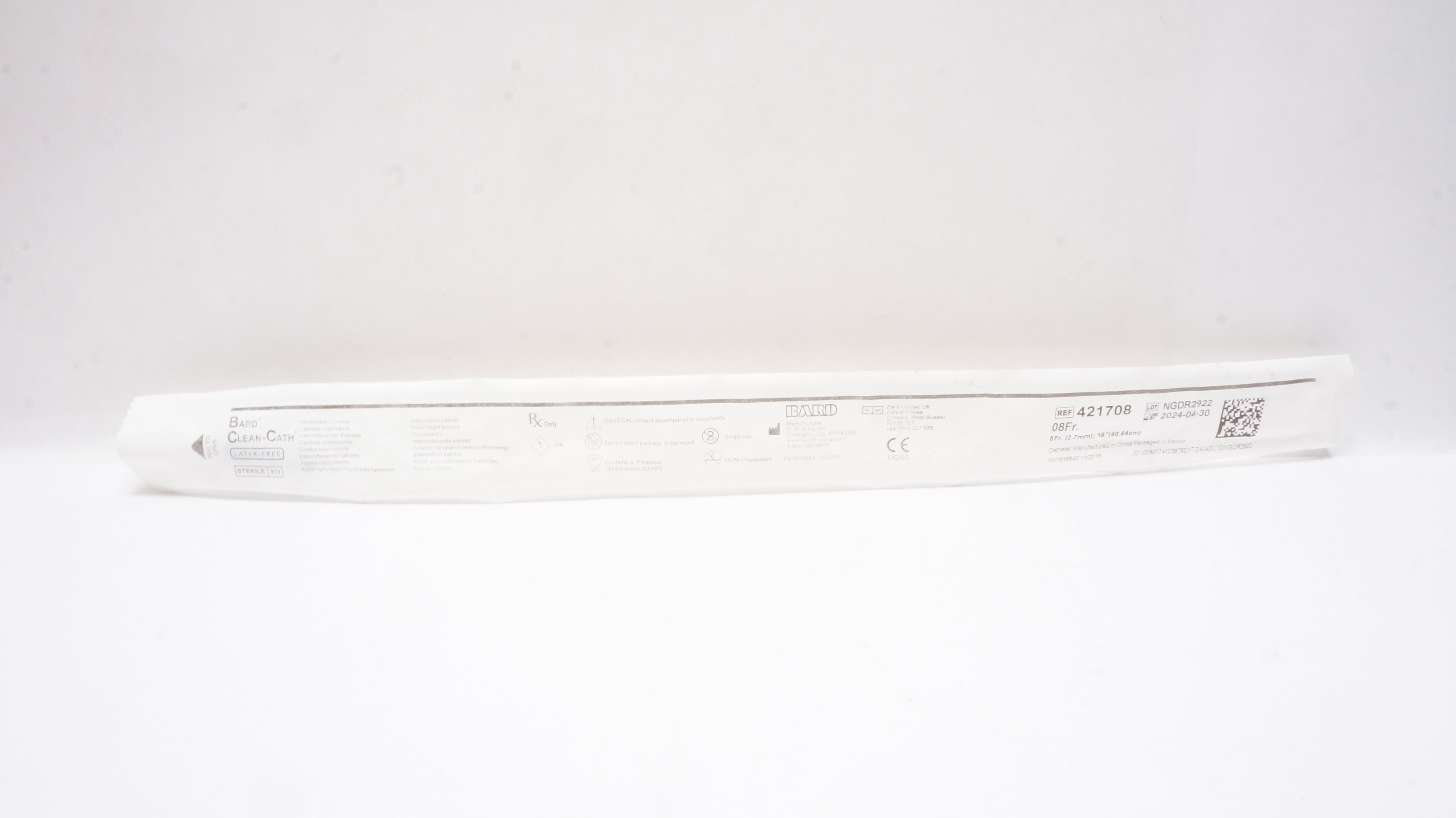 Bard 421708 Clean-Cath Intermittent Cath. 8Fr x 16inch