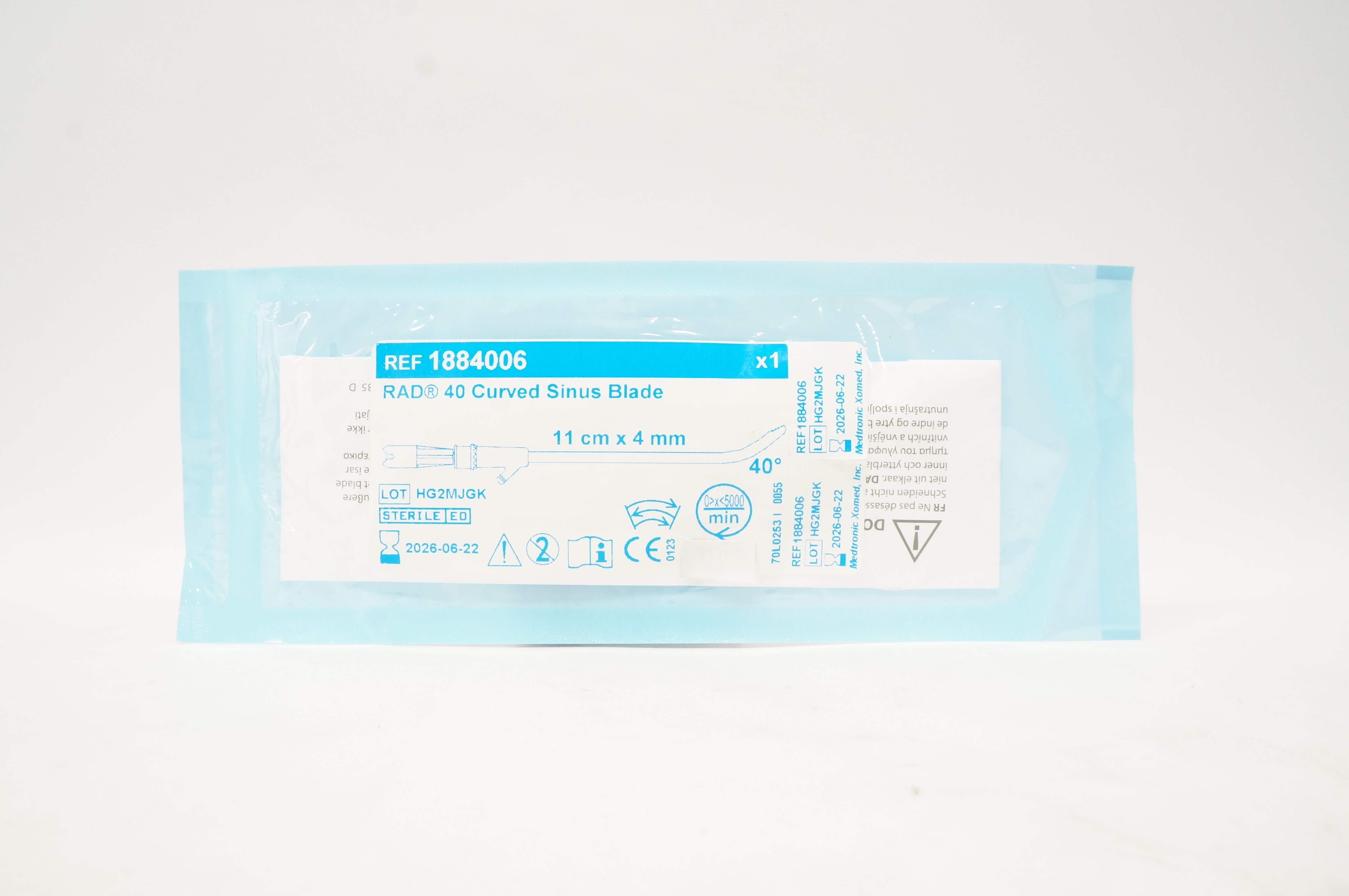 Medtronic 1884006 RAD 40 Curved Sinus Blade 11cm x 4mm 40 Degree