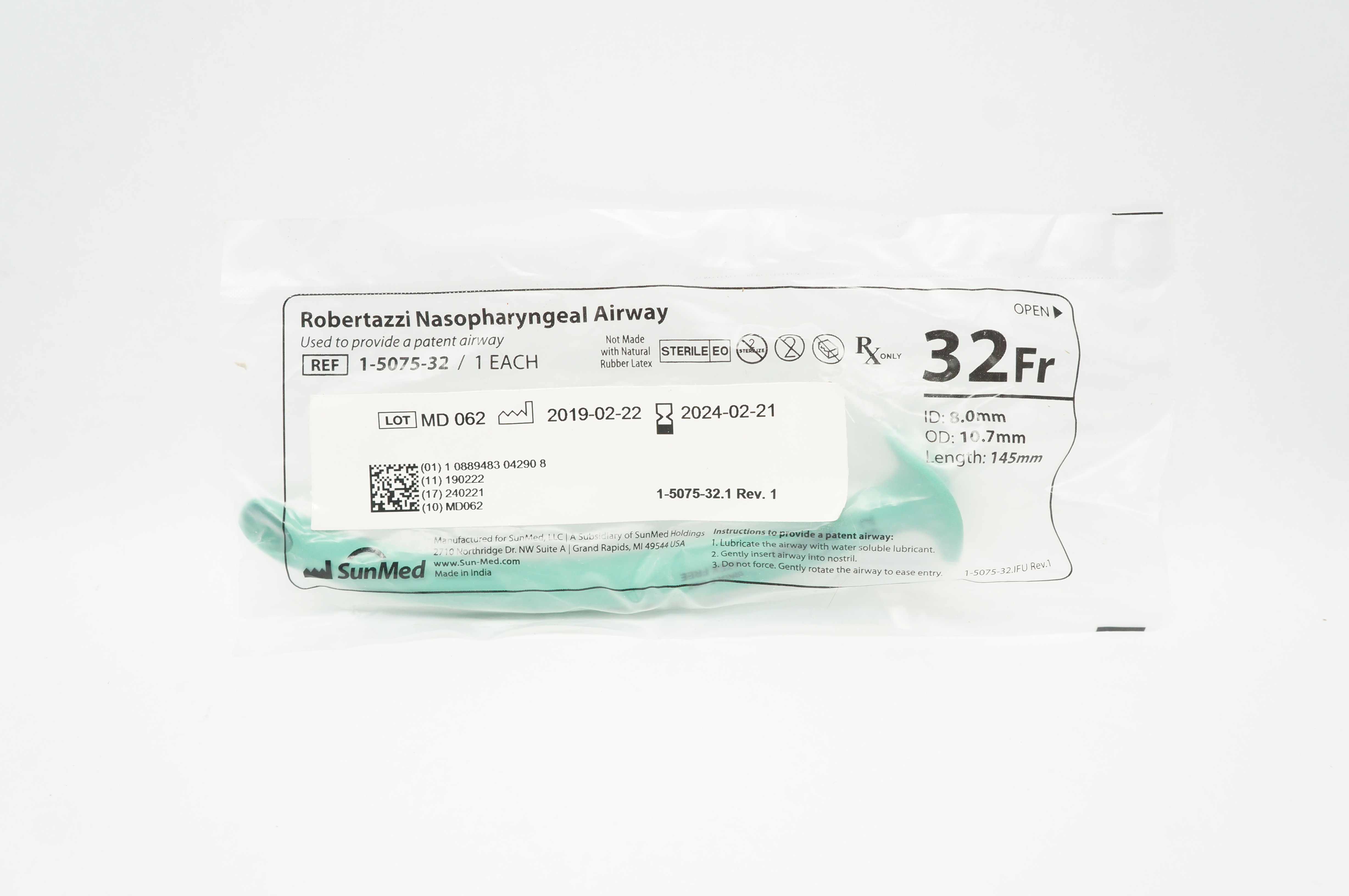 SunMed 1-5075-32 Robertazzi Nasopharyngeal Airway 32Fr.