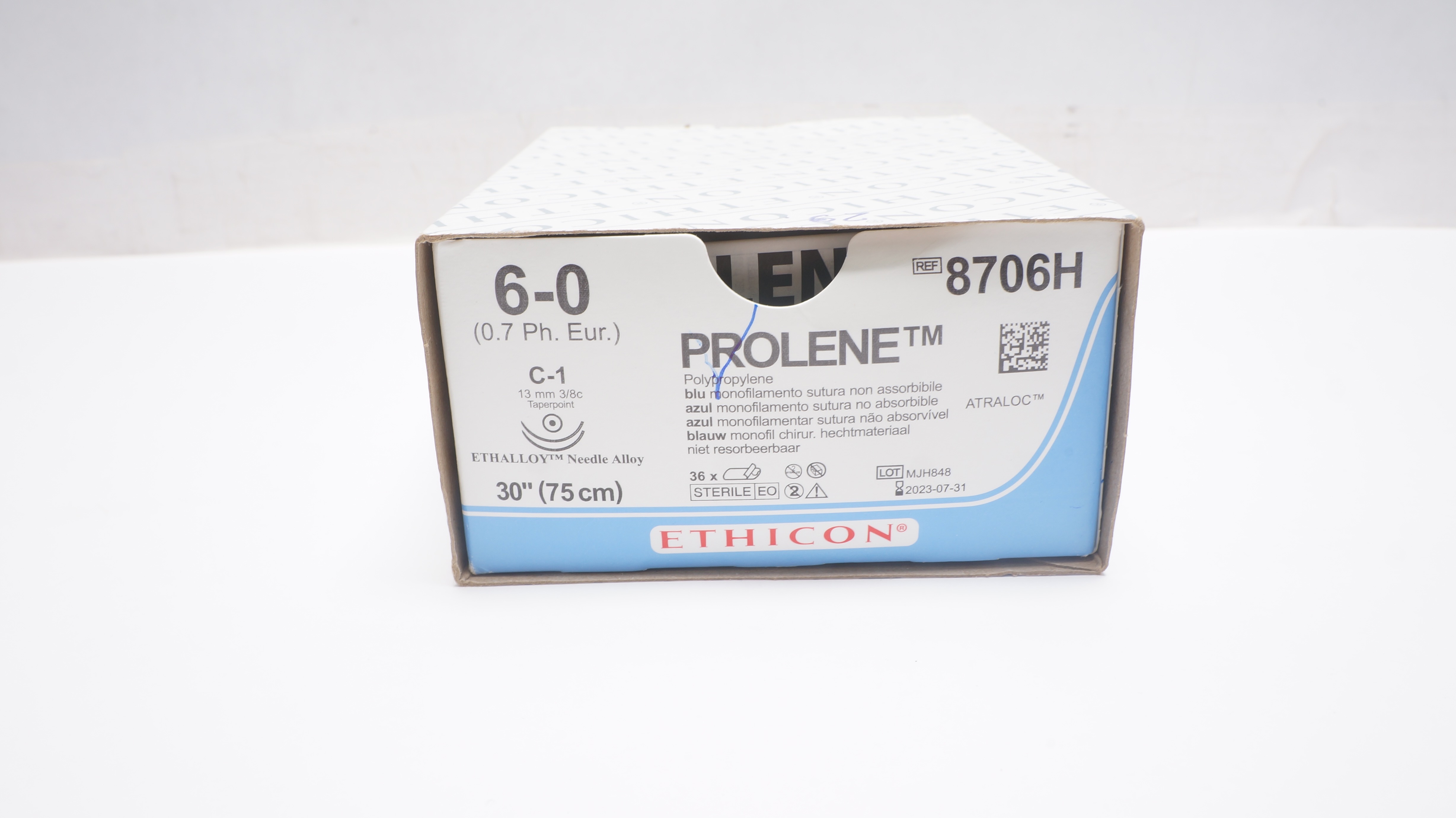 Ethicon EP8706H 6-0 Prolene Stre C-1 13mm 3/8c Taperpoint 30inch (x) - Box of 29