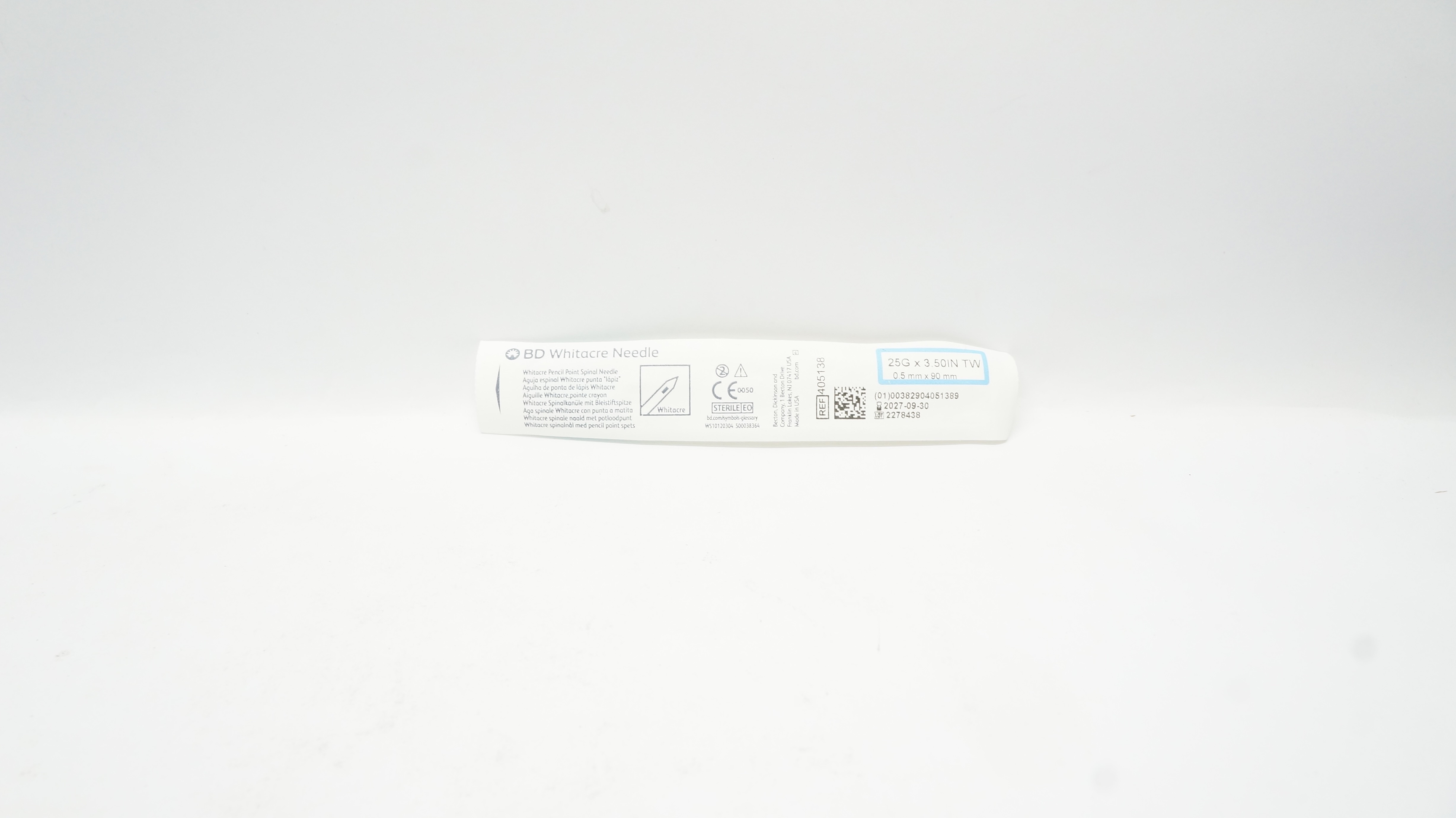 BD 405138 Whitacre Pencil Point Spinal Ndle 25Ga x 3.50inch