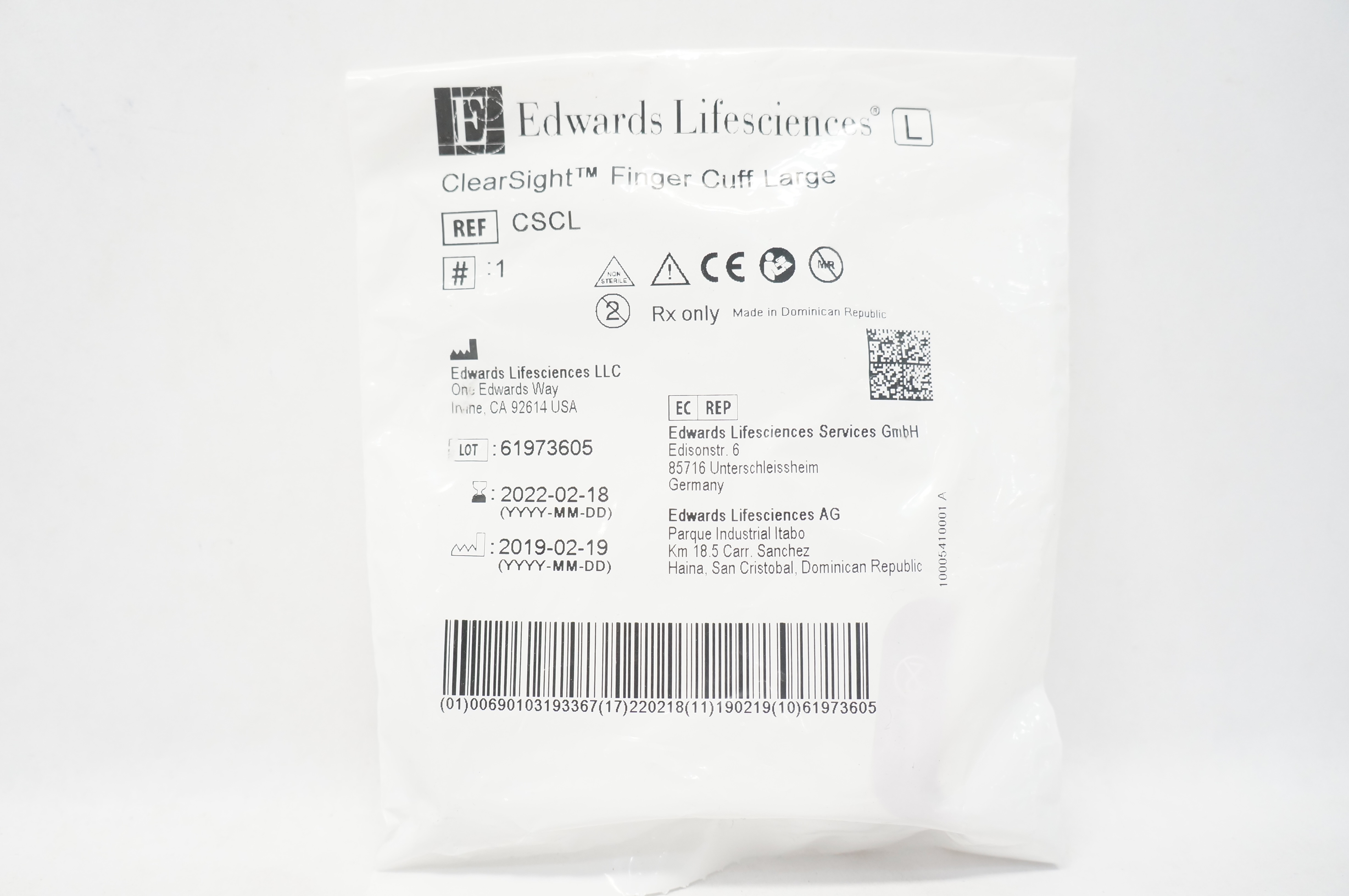 Edwards Lifesciences CSCL ClearSight Finger Cuff, Large (x)
