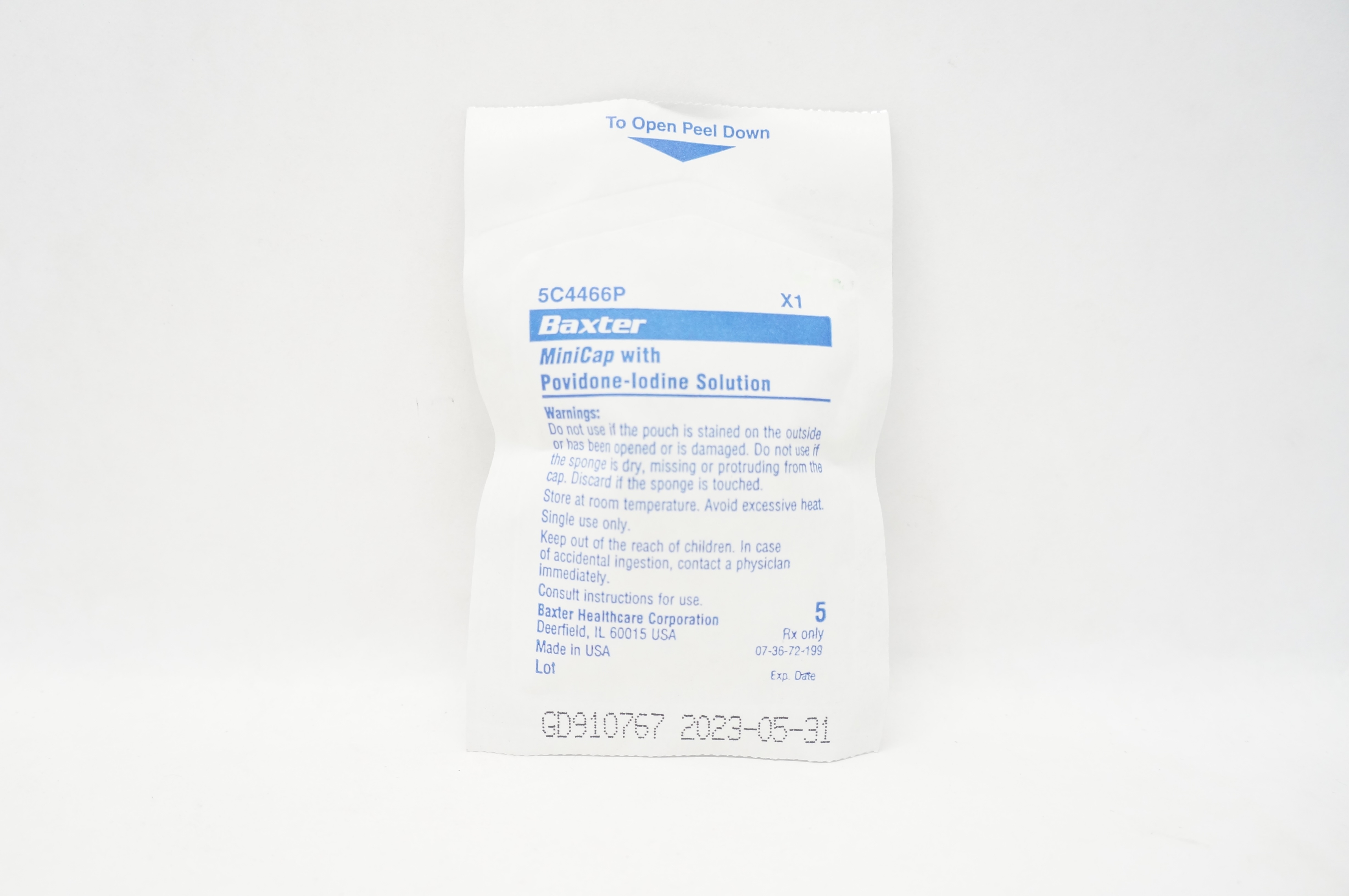 Baxter 5C4466P MiniCap with Povidone-Iodine Solution