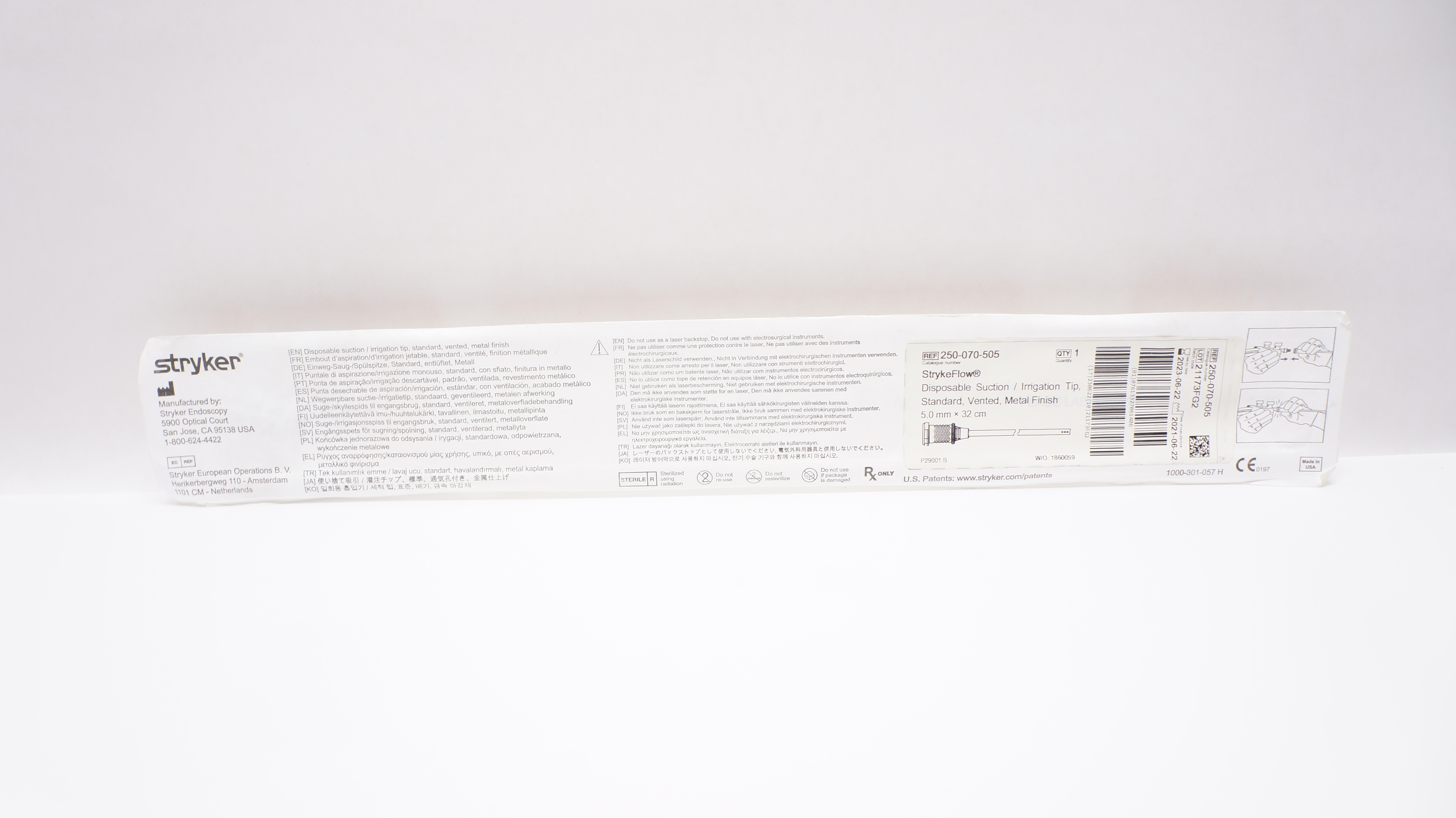 Stryker 250-070-505 StrykeFlow Disposable Suction/Irrigation Tip 5.0mm x 32cm(x)