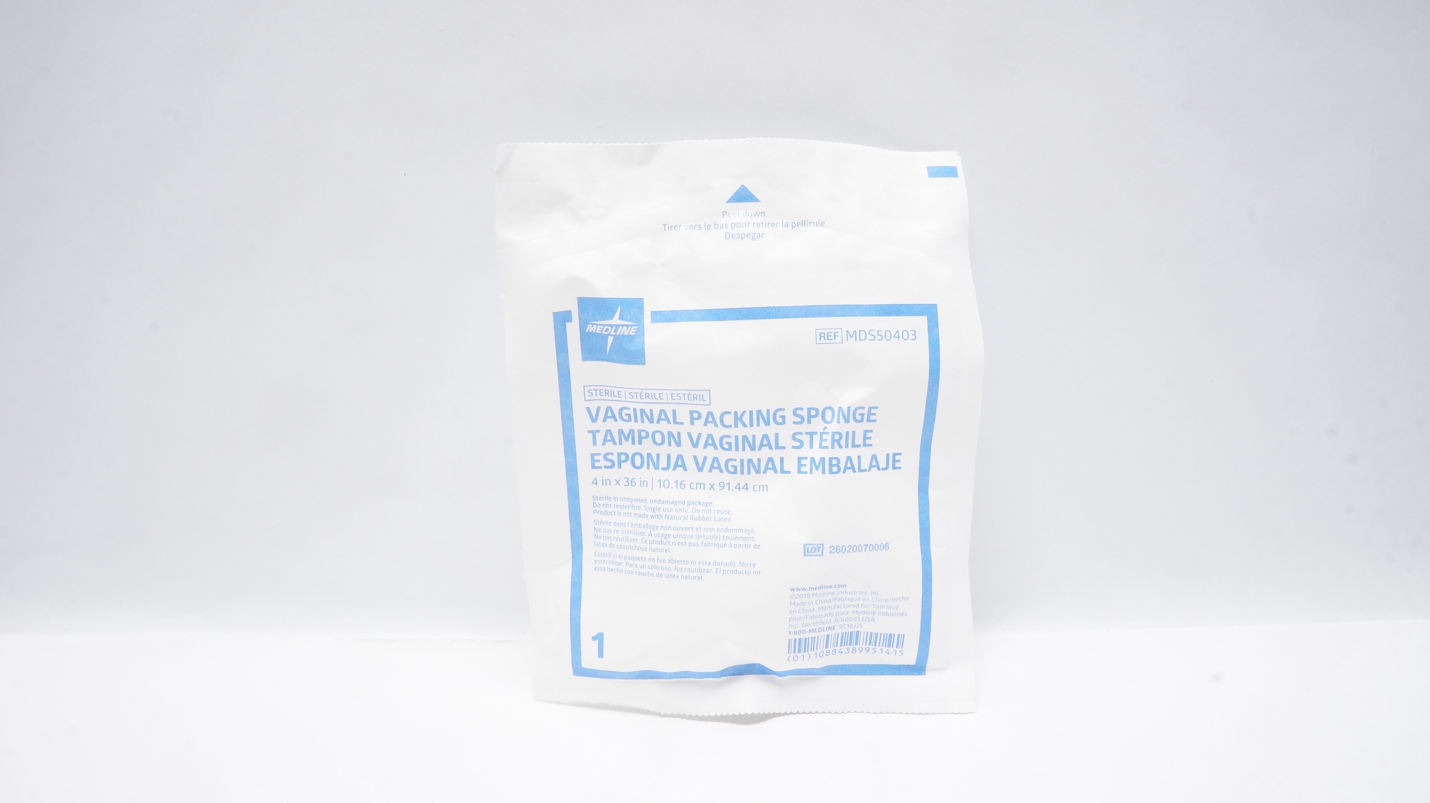 Medline MDS50403 Vaginal Packing Sponge 4 x 36inch