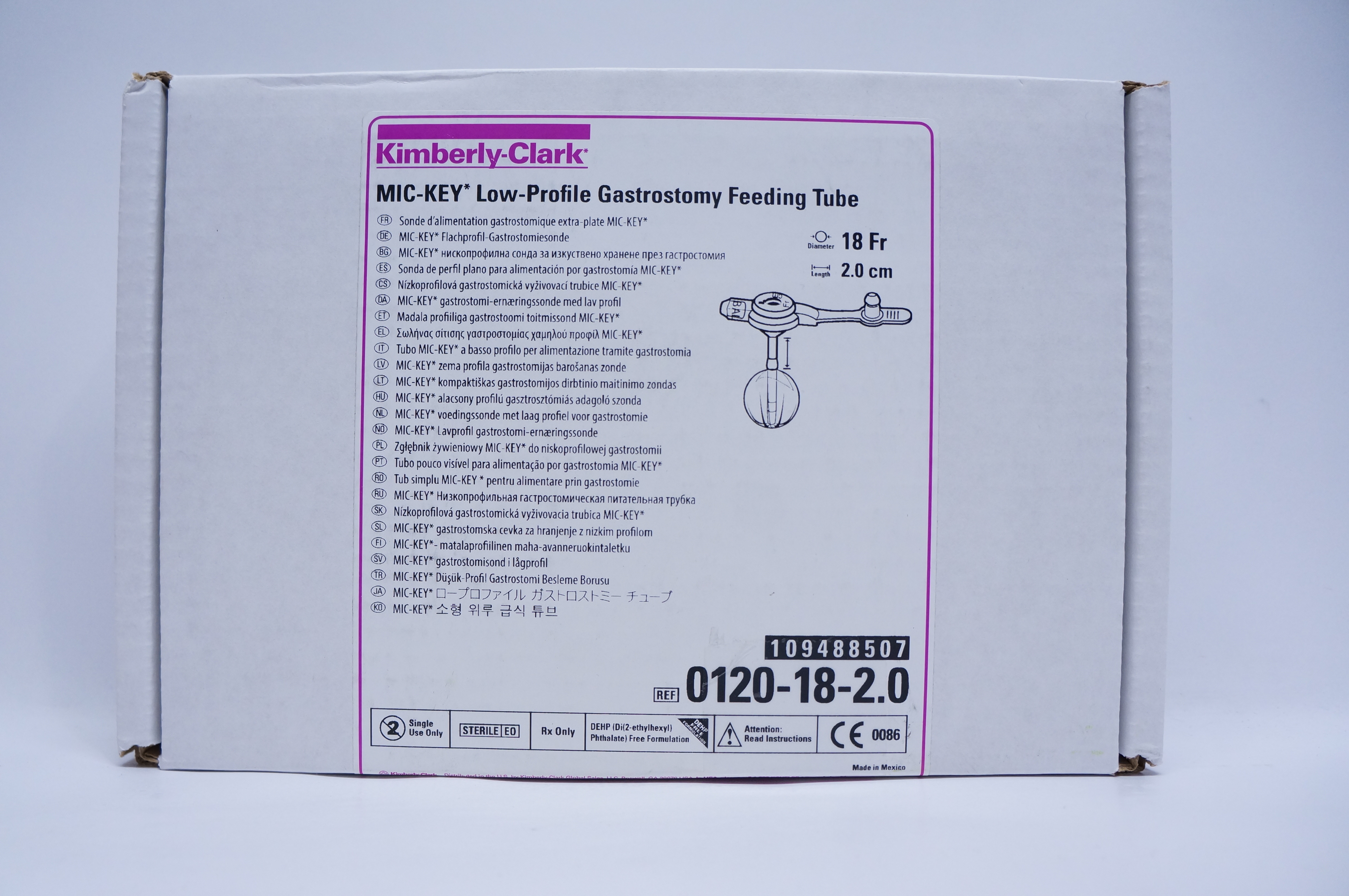 Kimberly-Clark 0120-18-2.0 MIC-KEY Gastrostomy Feeding Tube 18Fr. 2.0cm (x)