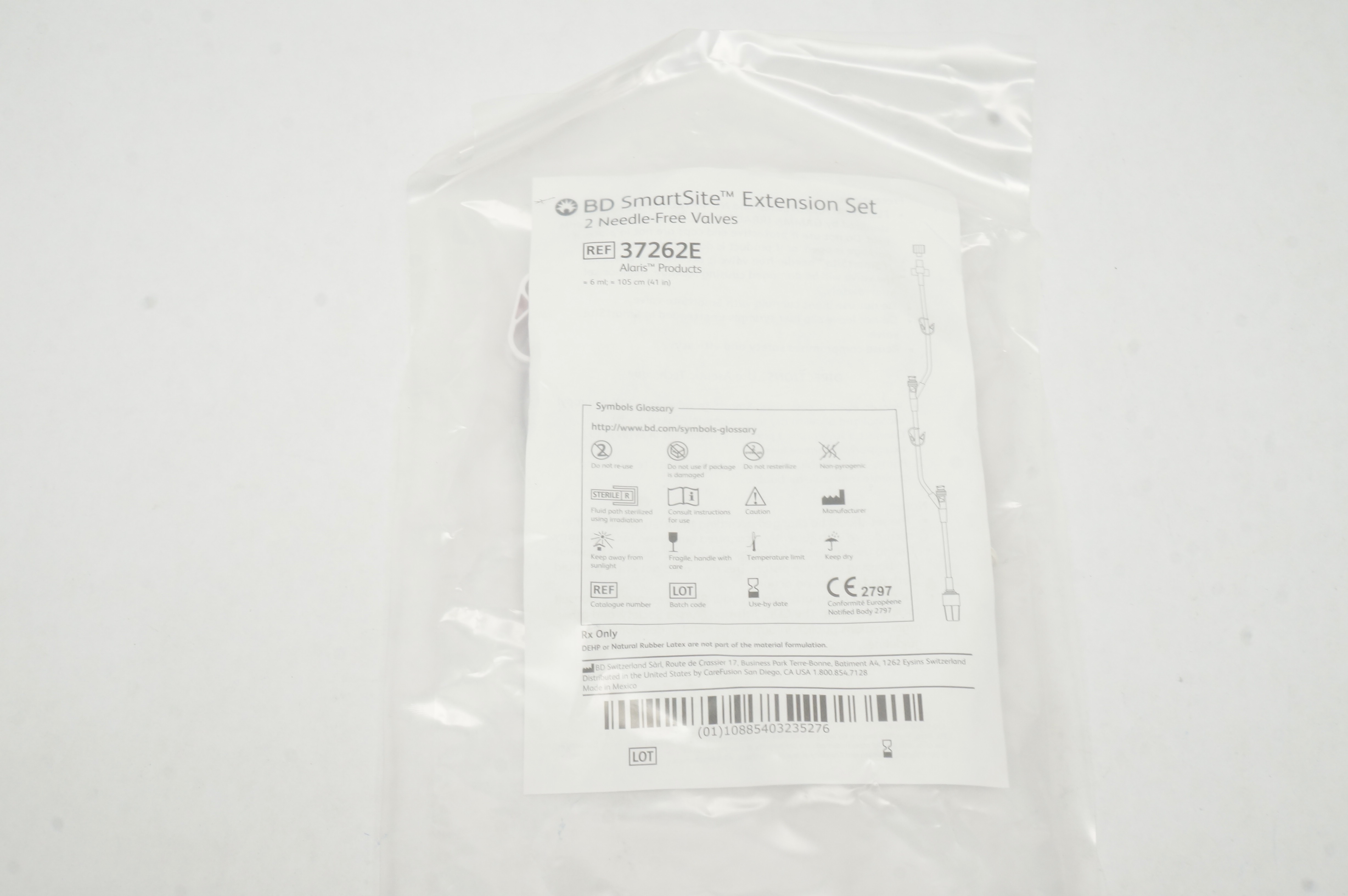 BD 37262E SmartSite Extension Set 2-Ndle. Free Valves 6mL x 41inch