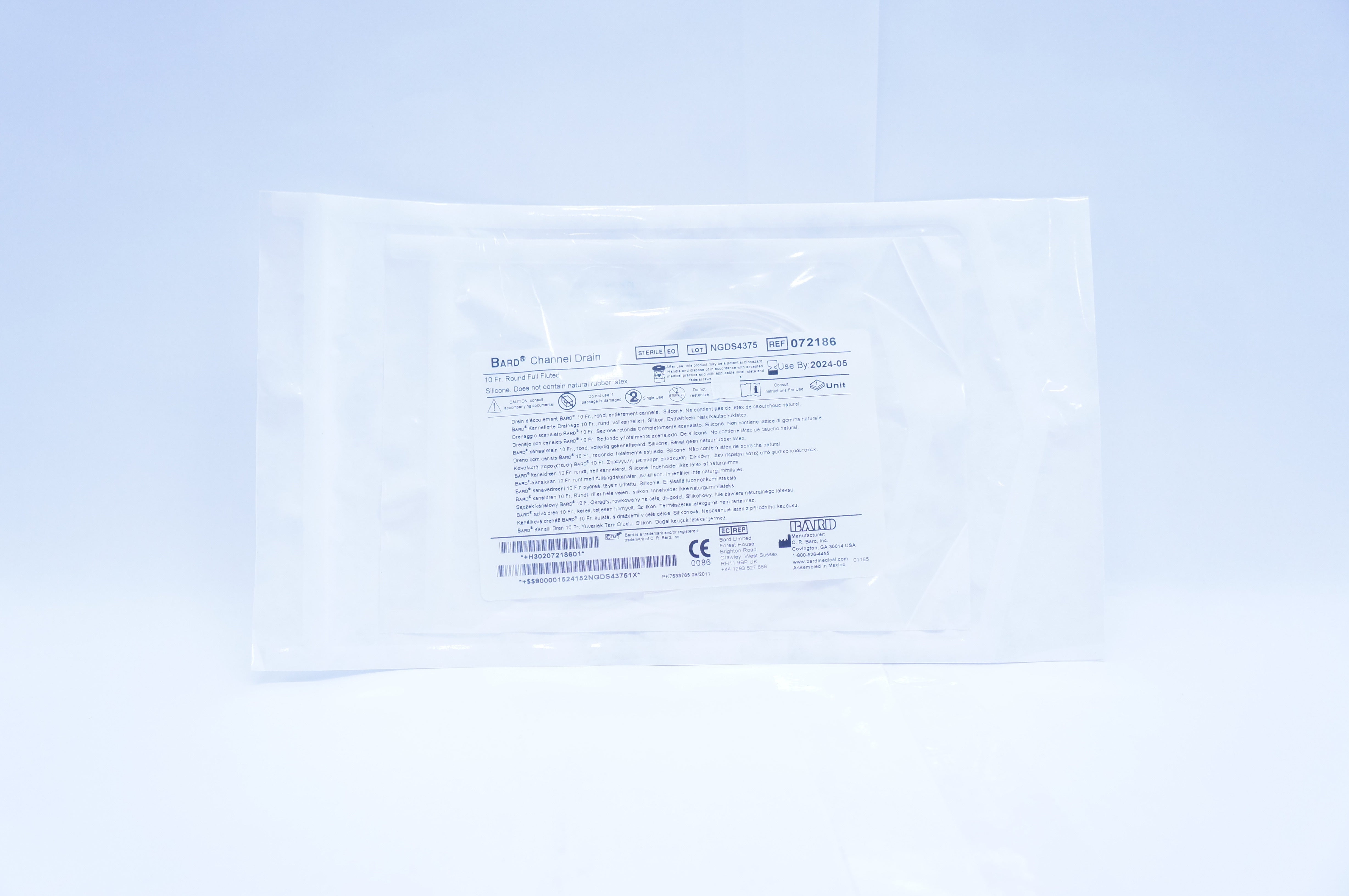 Bard 072186 Channel Drain 10Fr. Round Full Fluted One Unit