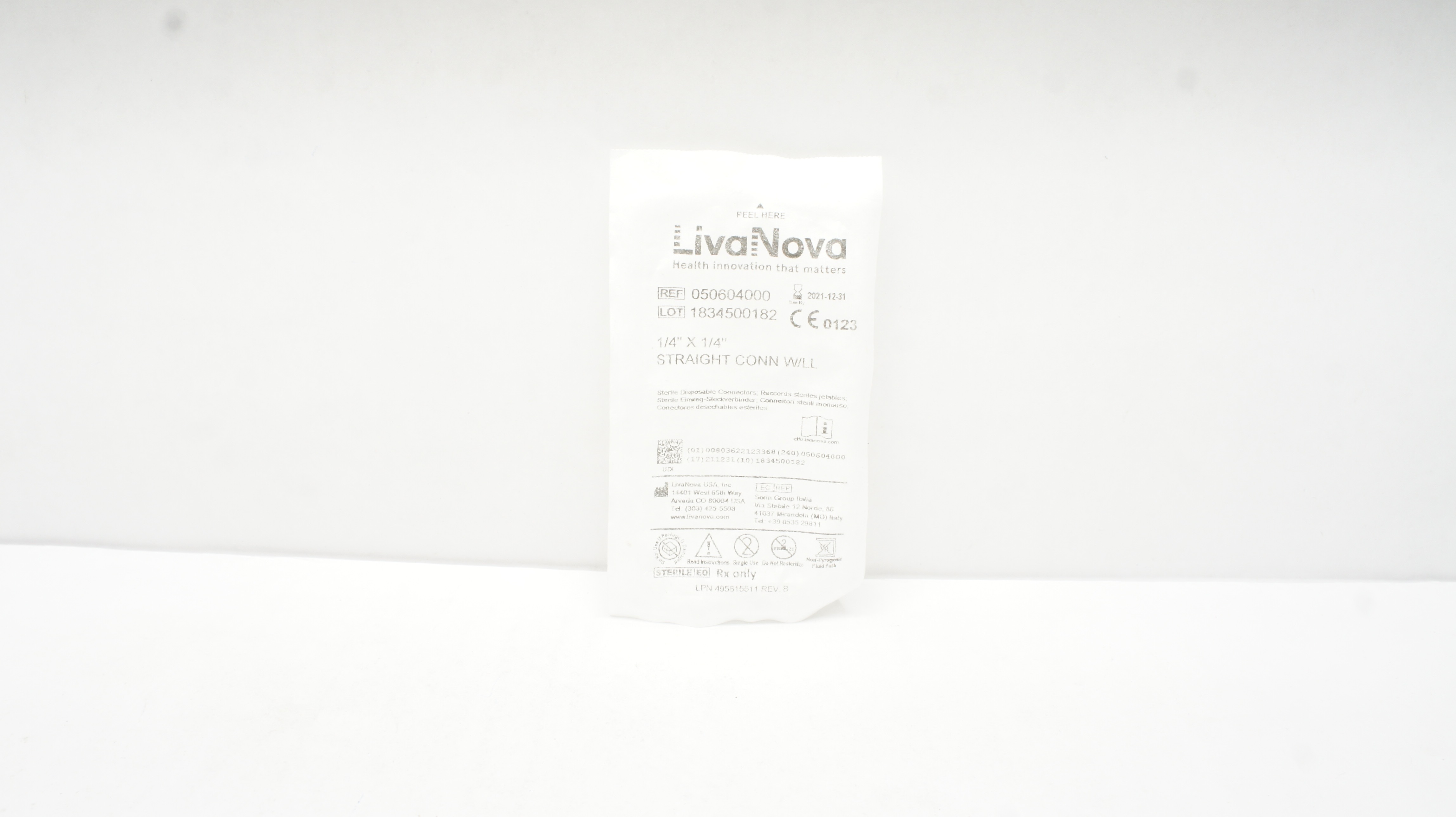 LivaNova 050604000 Straight Disposable Connector W/LL 1/4inch x 1/4inch (x)