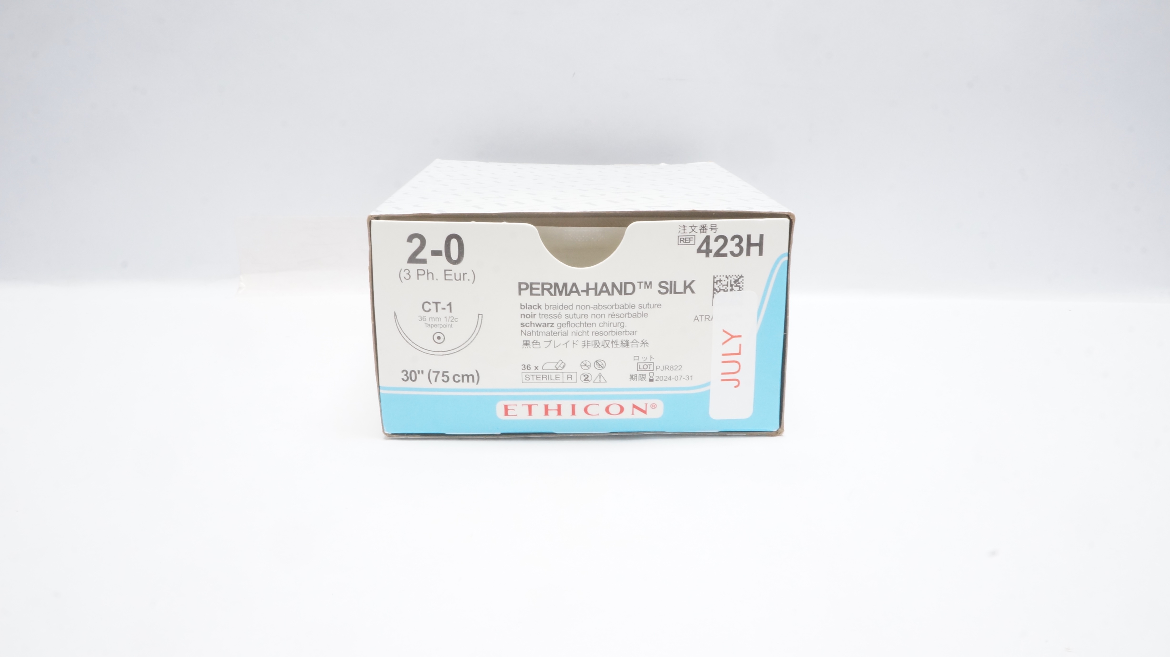 Ethicon 423H 2-0 Perma-Hand Stre CT-1 36mm 1/2c Taperpoint 30inch (x) -Box of 36