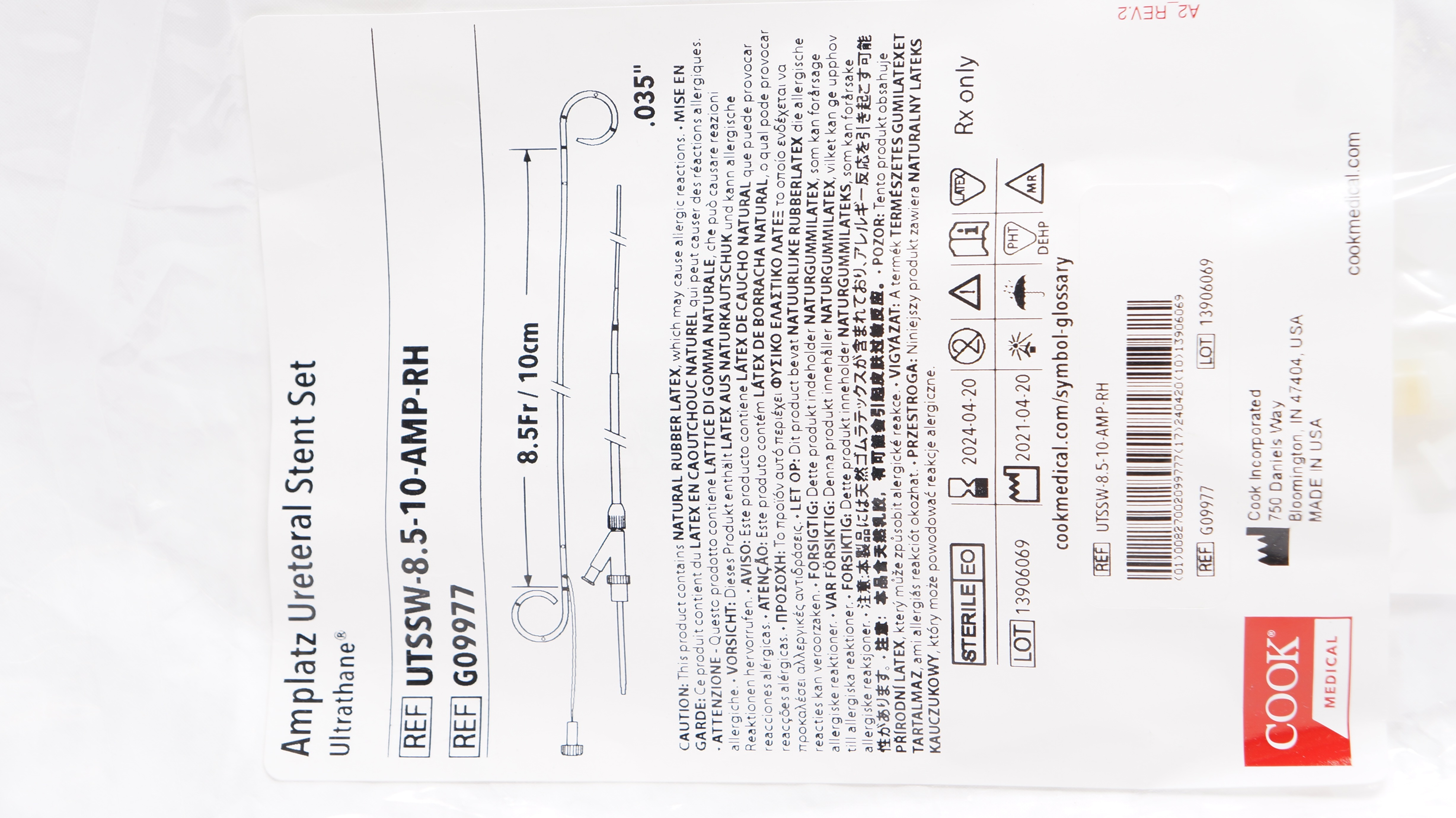 Cook Medical G09977 Amplatz Ureteral Stnt Set  8.5Fr x 10cm x .035inch