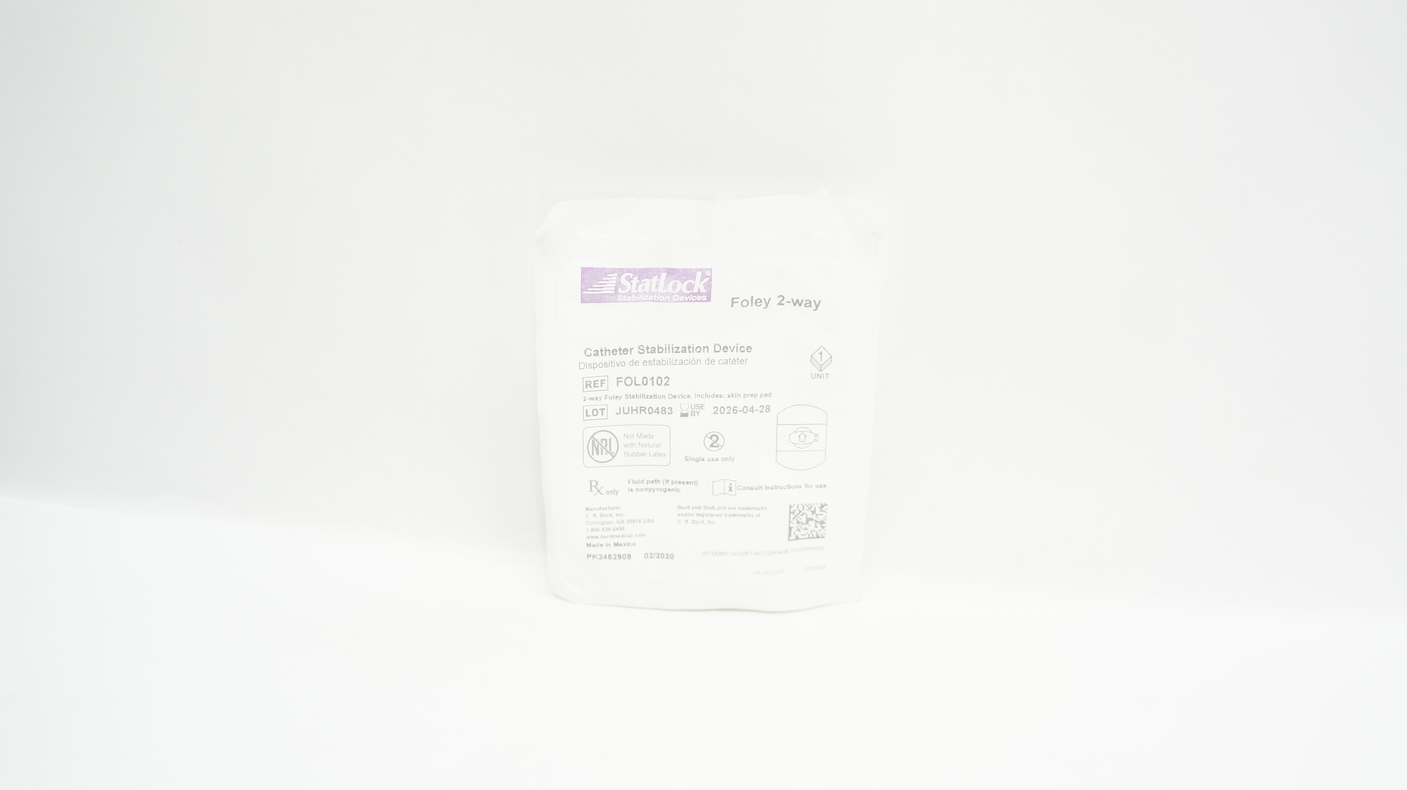 Bard FOL0102 Statlock Cath. Stabilization Device, Foley 2-Way