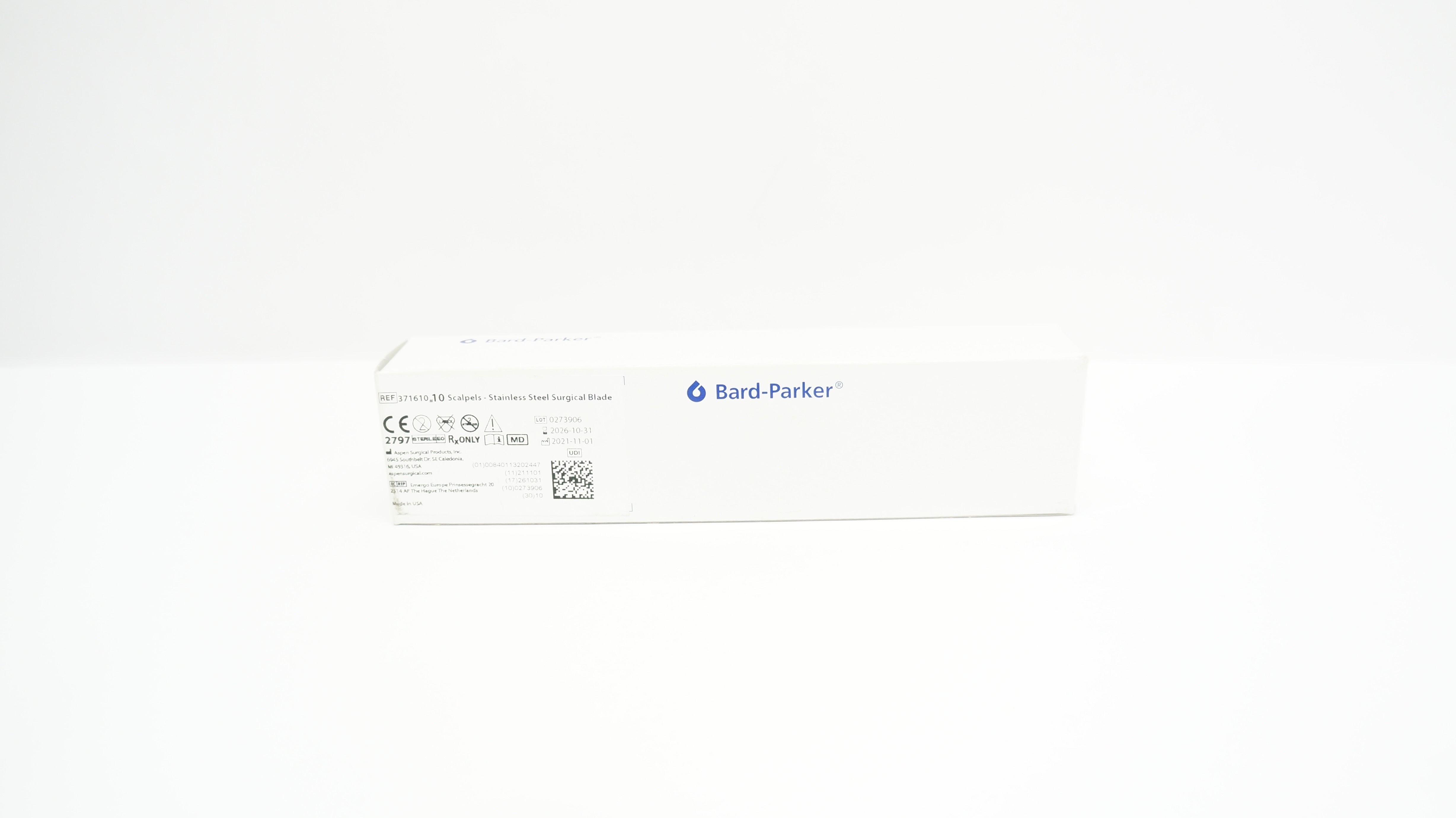 Aspen 371610 Bard-Parker Surgical Stainless Steel Surgical Blade N10 - Box of 10